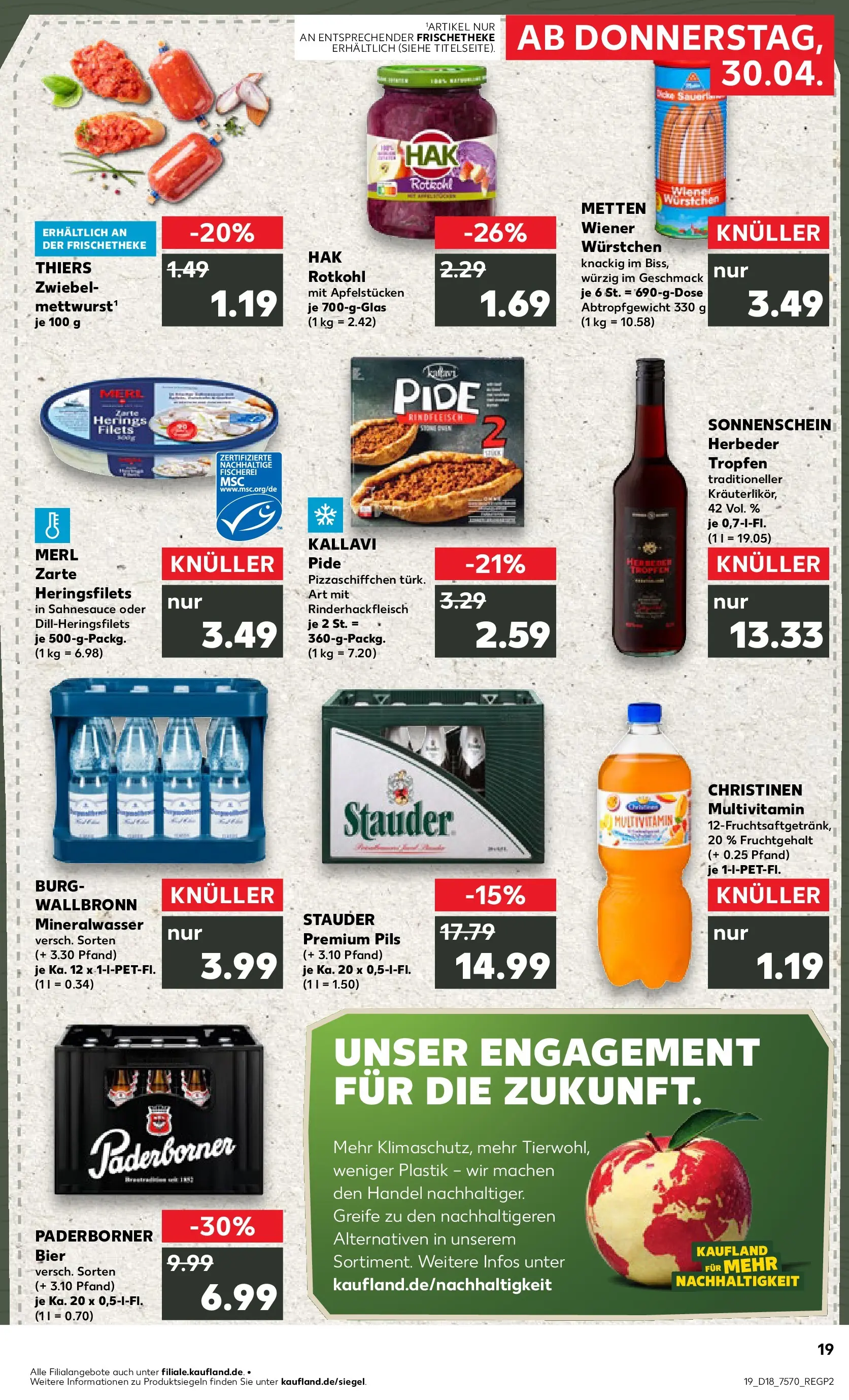Prospekt Kaufland ab 30.04.2026 » Angebote Online zum Blättern | Seite: 19 | Produkte: Rotkohl, Bier, Pils, Rindfleisch