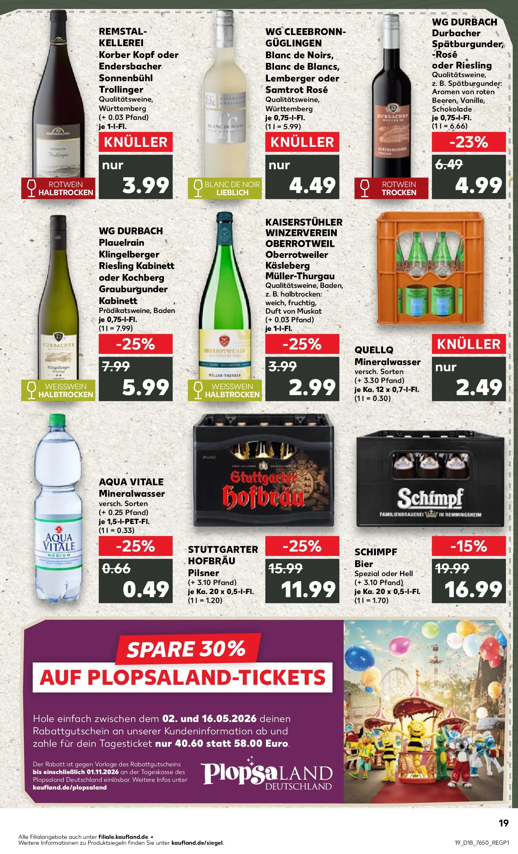 Prospekt Kaufland ab 30.04.2026 » Angebote Online zum Blättern | Seite: 19 | Produkte: Schokolade, Bier, Weißwein, Mineralwasser