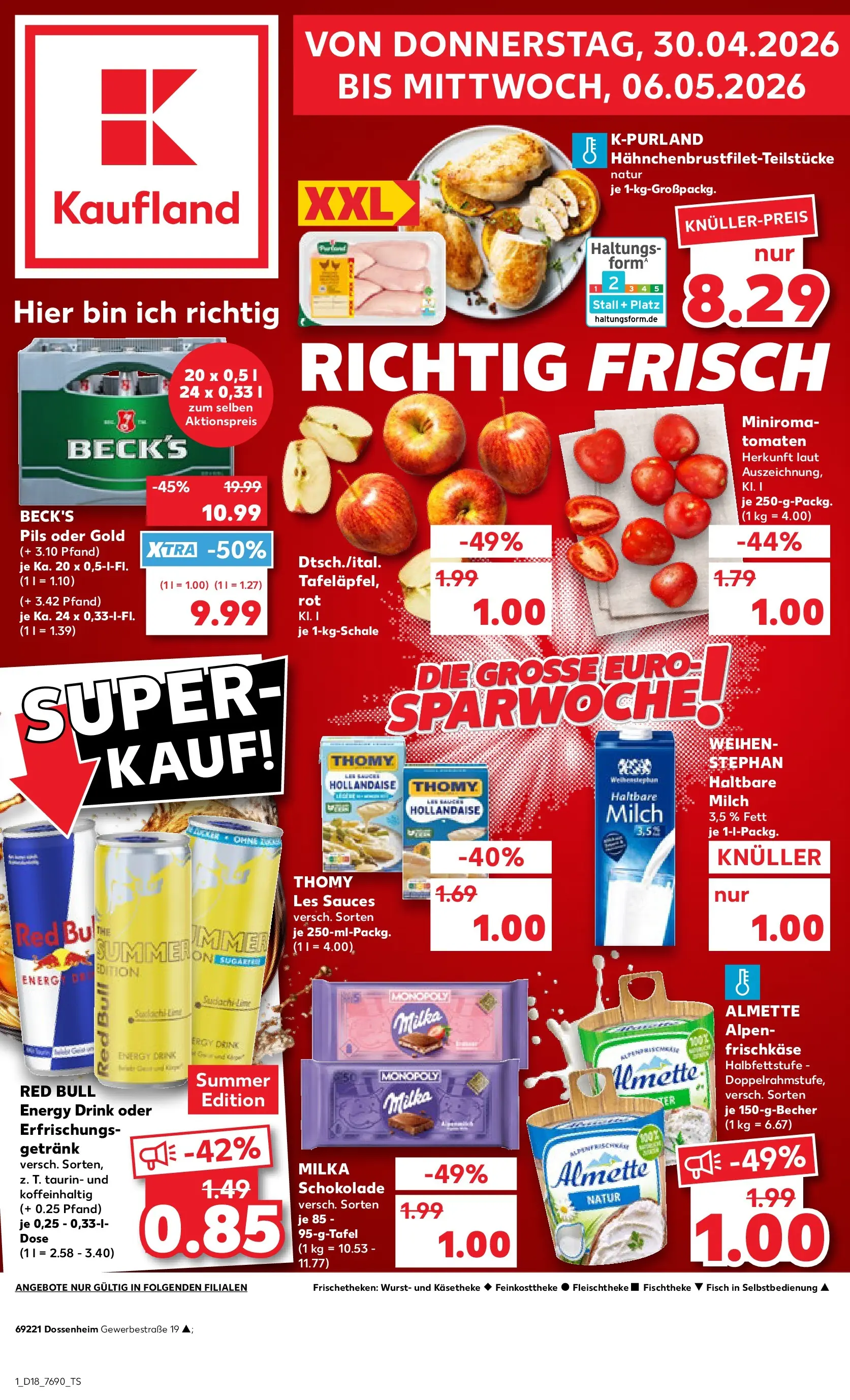 Prospekt Kaufland ab 29.04.2026 » Angebote Online zum Blättern | Seite: 1 | Produkte: Thomy les sauces, Milch, Haltbare milch, Milka