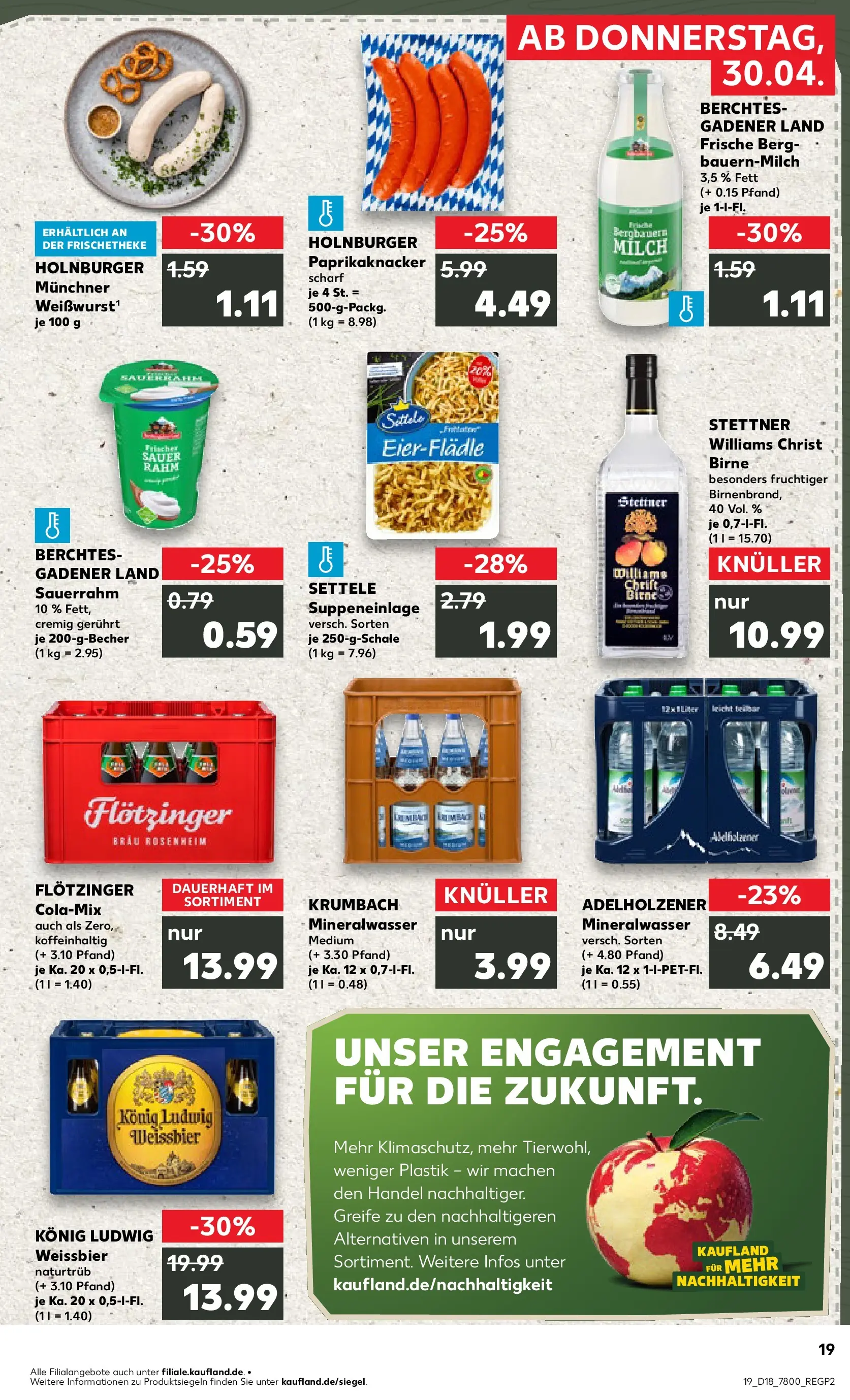 Prospekt Kaufland ab 30.04.2026 » Angebote Online zum Blättern | Seite: 19 | Produkte: Cola, Weißbier, Adelholzener, Sauerrahm