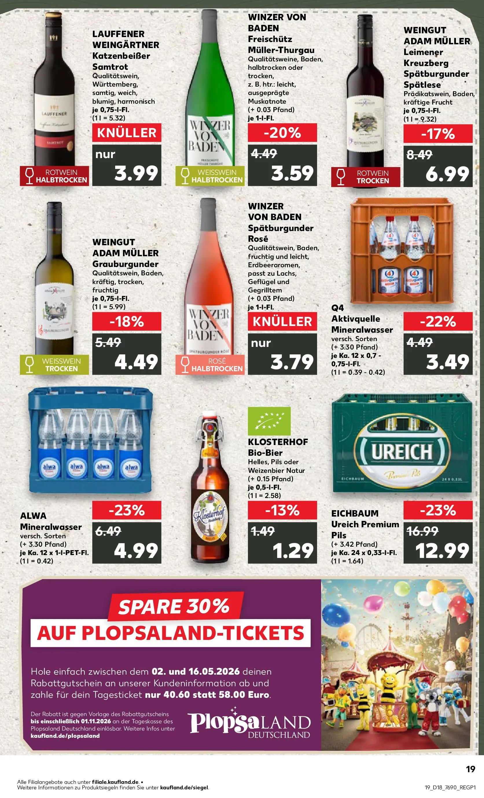 Prospekt Kaufland ab 29.04.2026 » Angebote Online zum Blättern | Seite: 19 | Produkte: Weißwein, Rotwein, Rotwein trocken, Pils