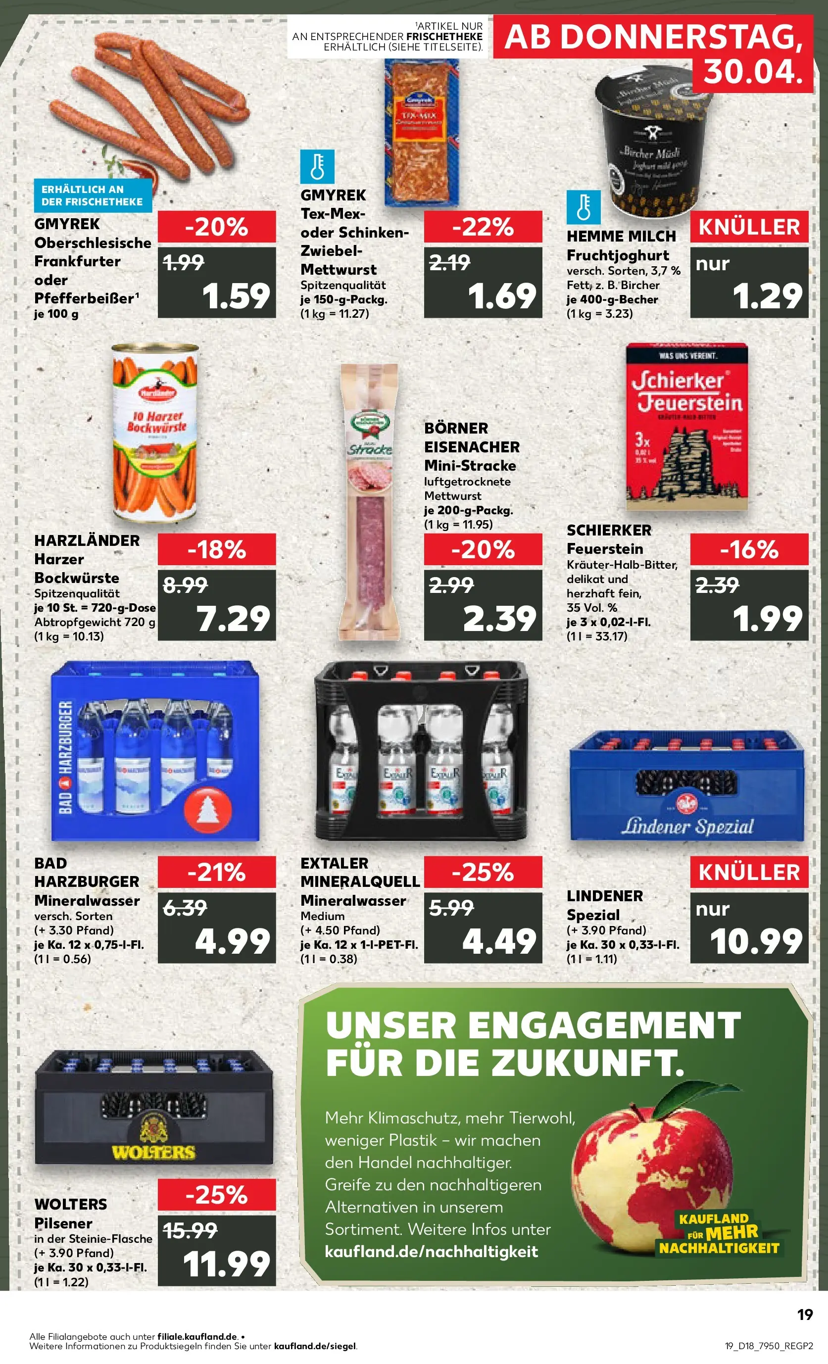 Prospekt Kaufland ab 30.04.2026 » Angebote Online zum Blättern | Seite: 19 | Produkte: Milch, Fruchtjoghurt, Mineralwasser, Schinken