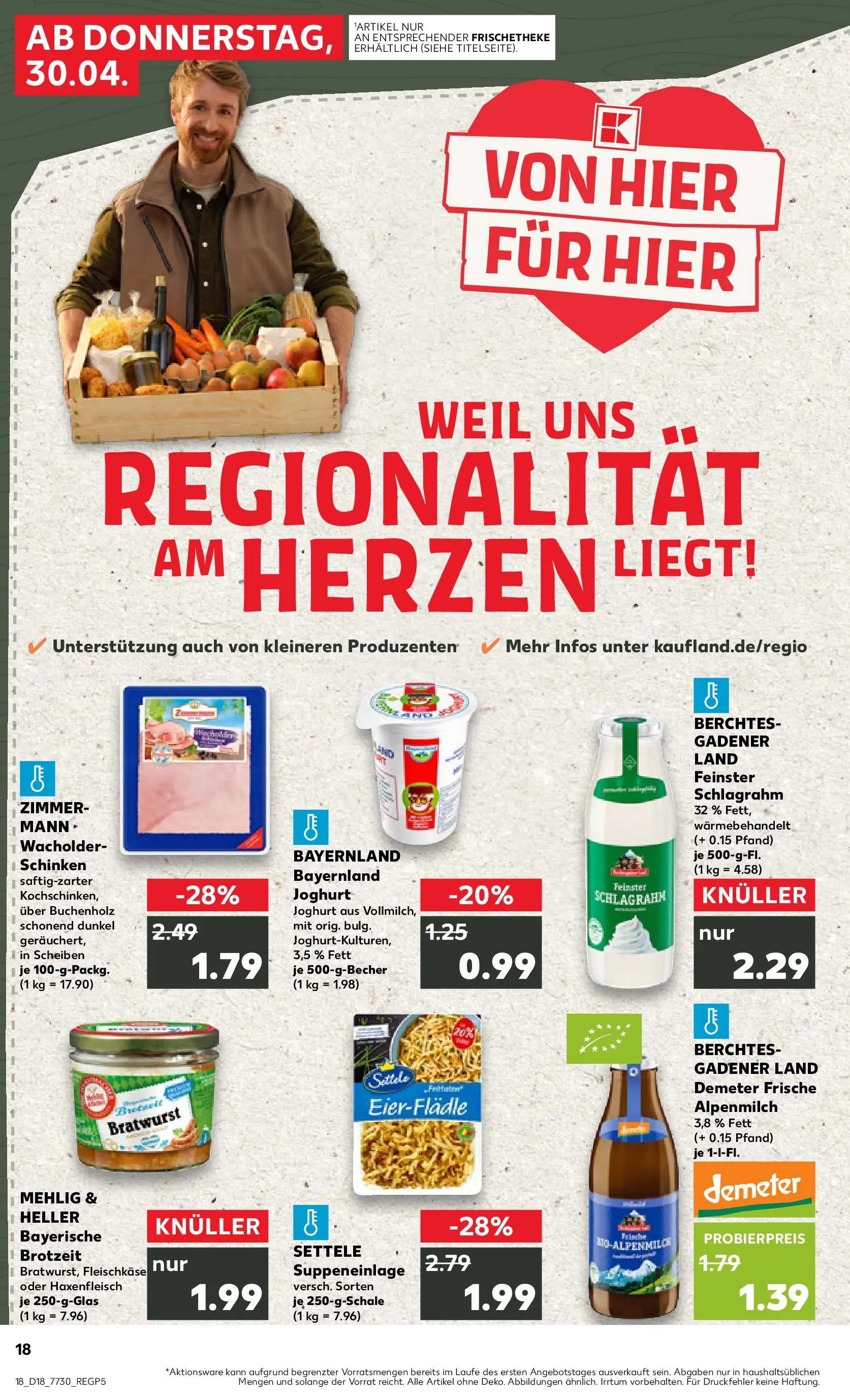 Prospekt Kaufland ab 30.04.2026 » Angebote Online zum Blättern | Seite: 18 | Produkte: Joghurt, Bratwurst, Schinken