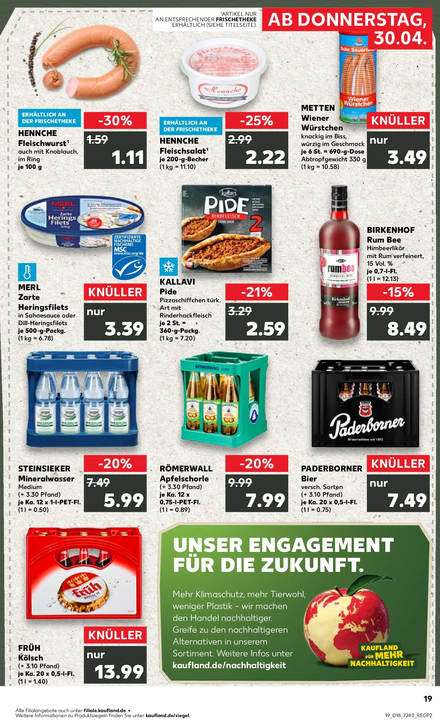 Prospekt Kaufland ab 30.04.2026 » Angebote Online zum Blättern | Seite: 19 | Produkte: Bier, Rum, Mineralwasser, Rindfleisch