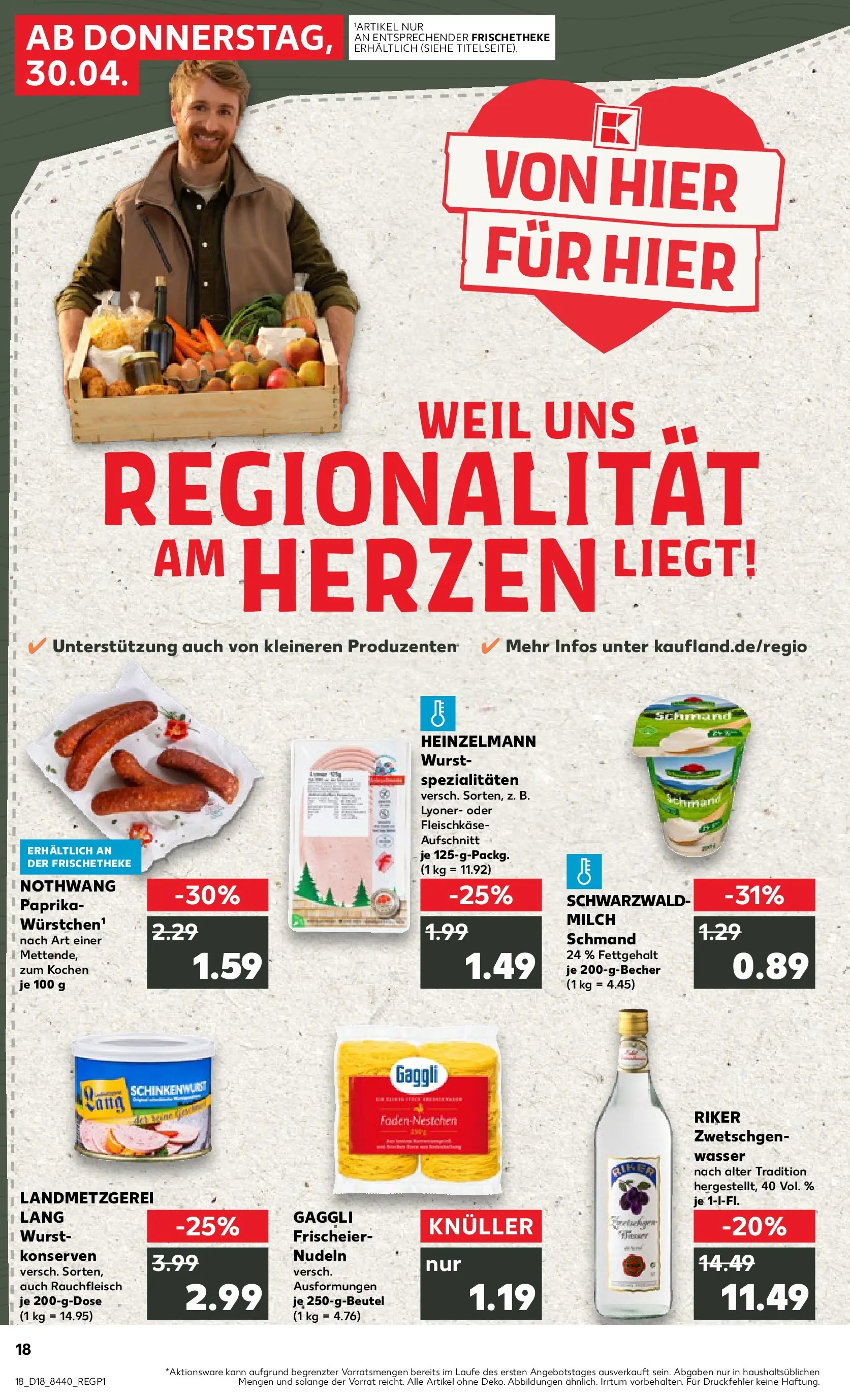 Prospekt Kaufland ab 30.04.2026 » Angebote Online zum Blättern | Seite: 18 | Produkte: Milch, Zwetschgen, Paprika, Nudeln