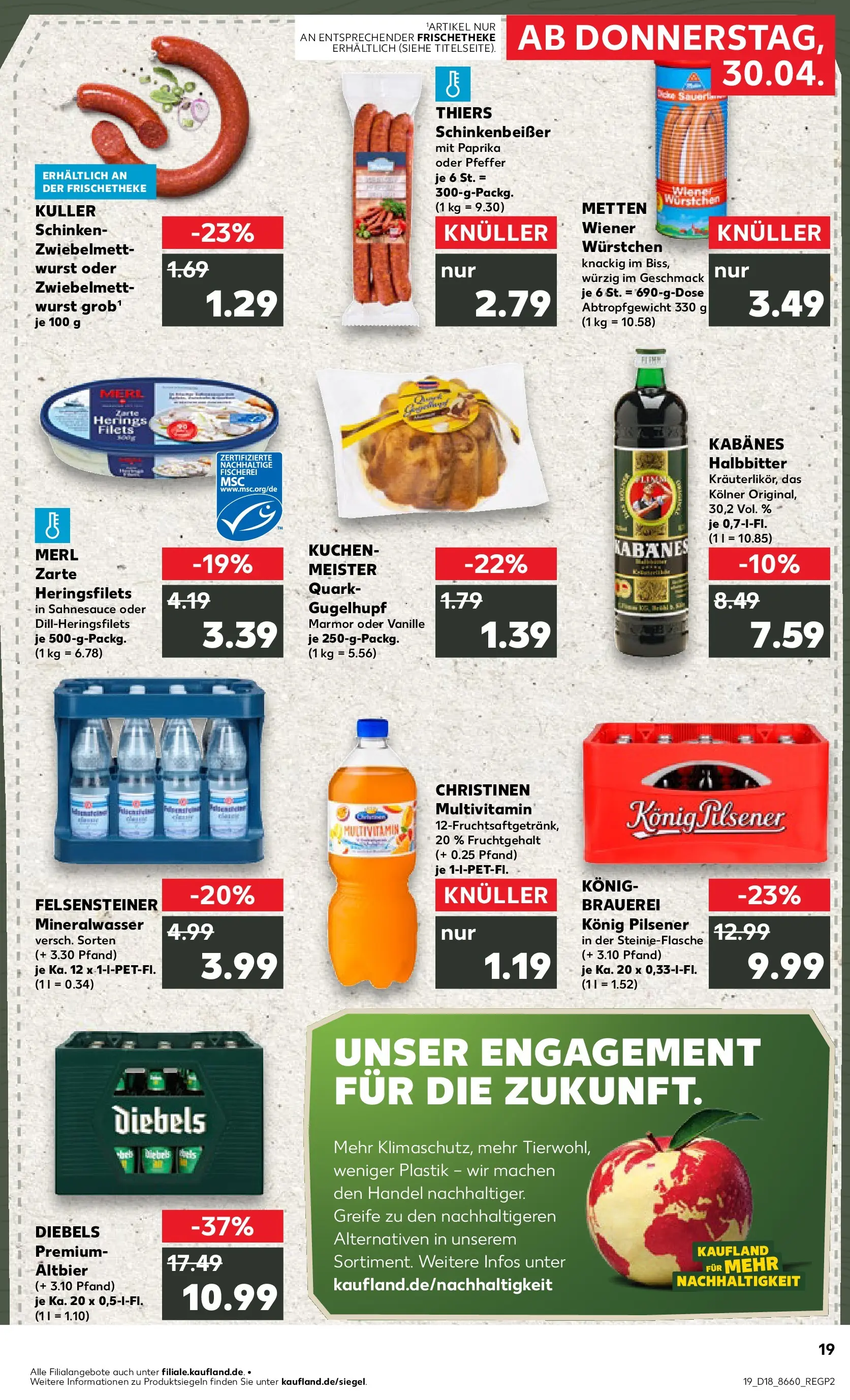 Prospekt Kaufland ab 30.04.2026 » Angebote Online zum Blättern | Seite: 19 | Produkte: Wurst, Diebels, Schinken, Kuchen