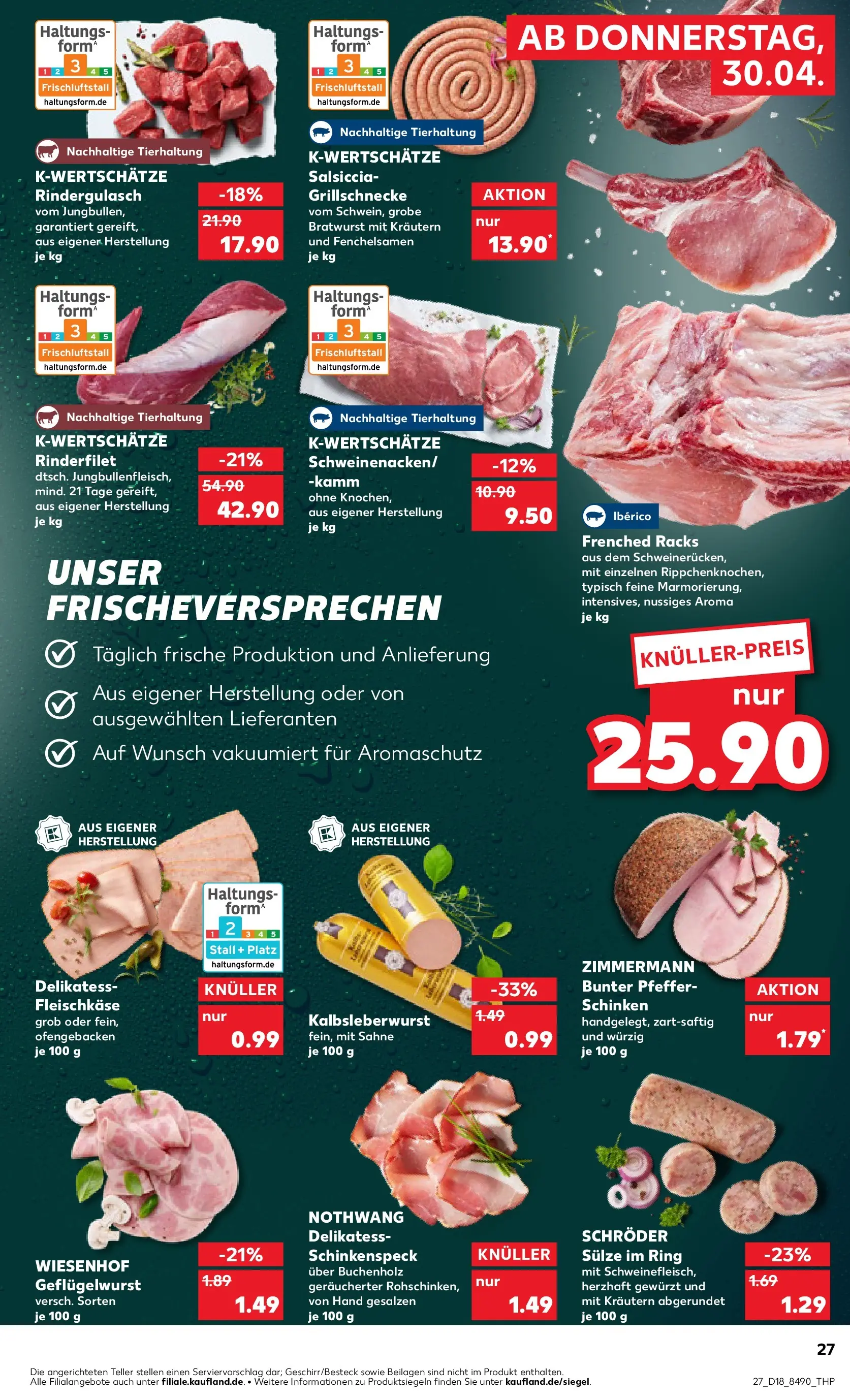 Prospekt Kaufland ab 30.04.2026 » Angebote Online zum Blättern | Seite: 27 | Produkte: Rinderfilet, Bratwurst, Pfeffer, Sahne