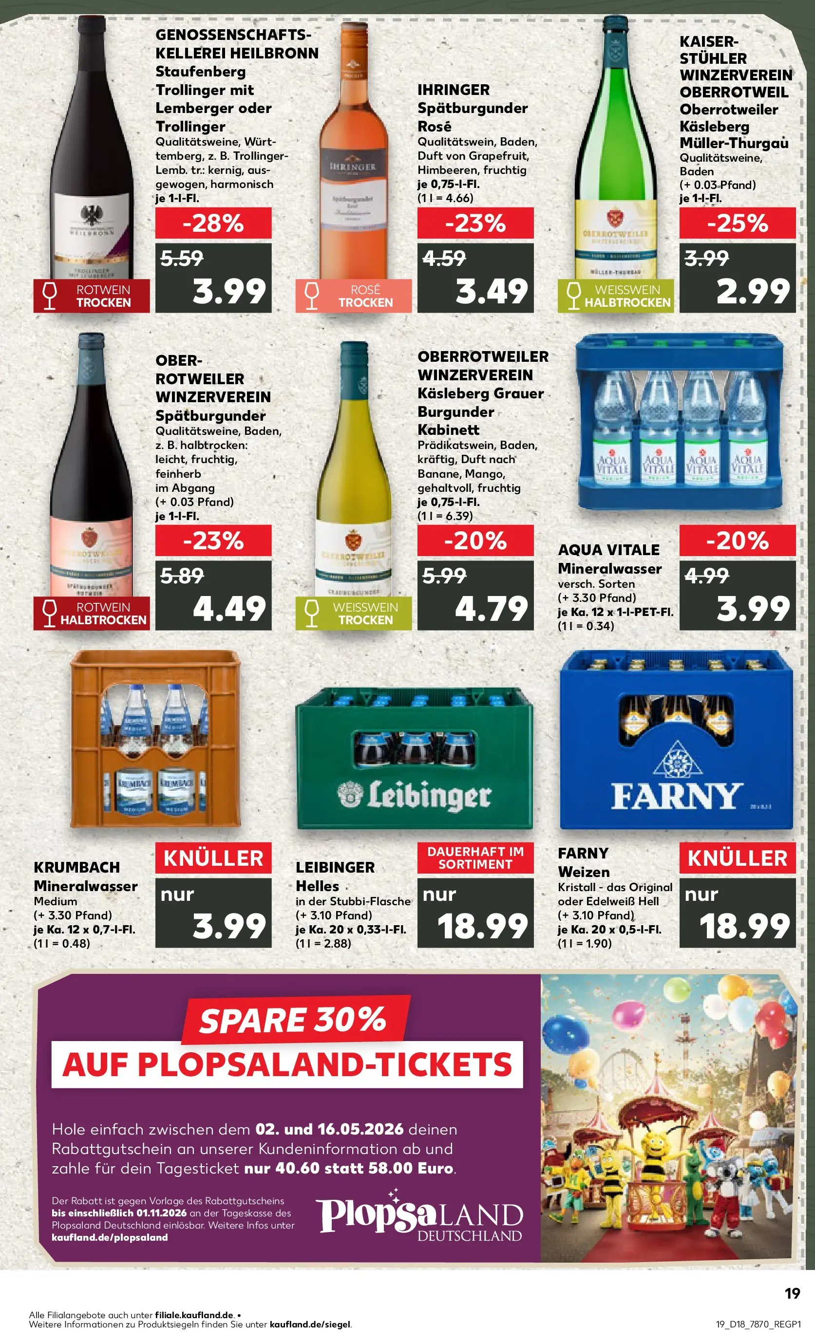 Prospekt Kaufland ab 30.04.2026 » Angebote Online zum Blättern | Seite: 19 | Produkte: Weißwein, Rotwein, Duft, Mineralwasser