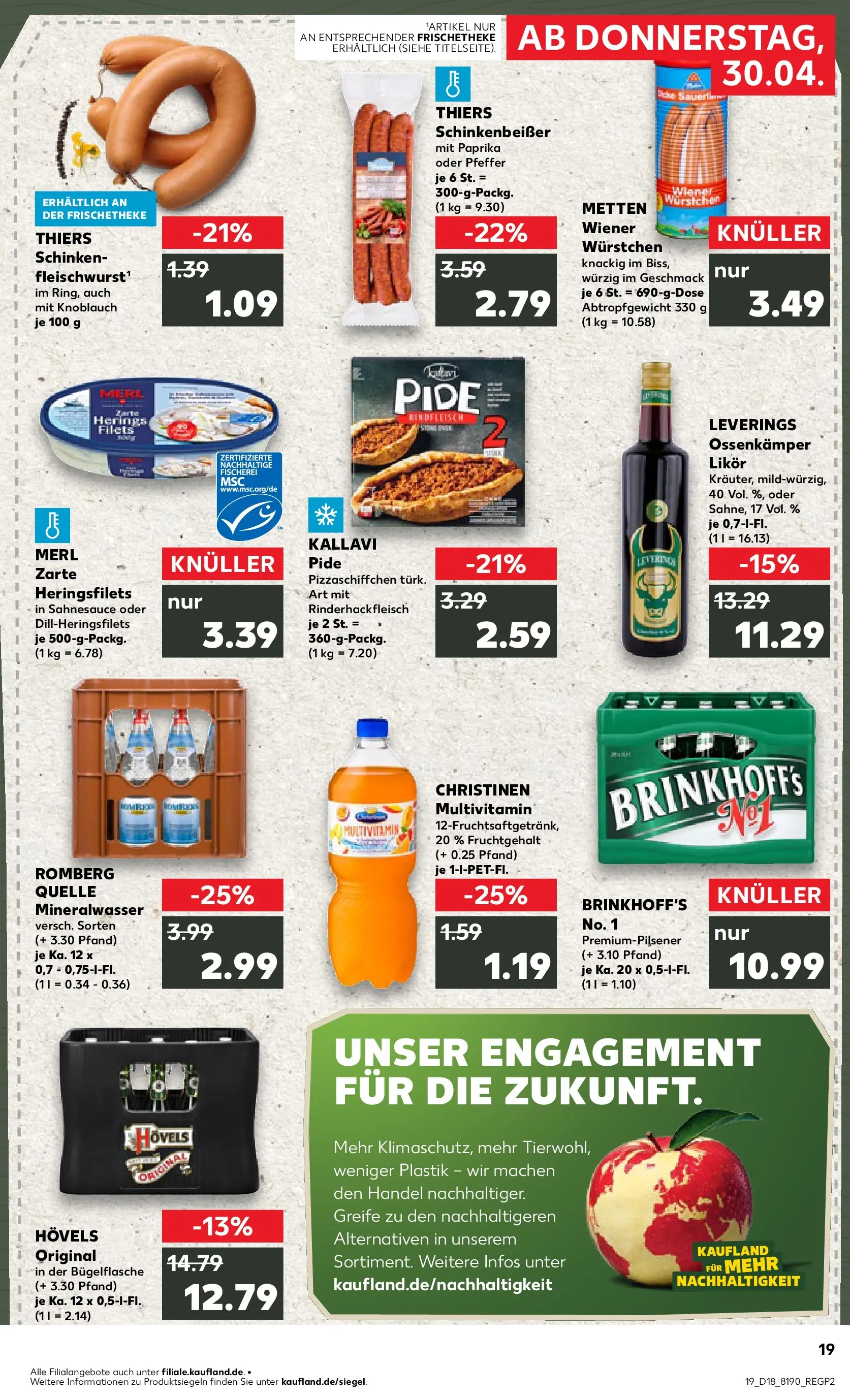 Prospekt Kaufland ab 30.04.2026 » Angebote Online zum Blättern | Seite: 19 | Produkte: Mineralwasser, Knoblauch, Schinken, Pizza