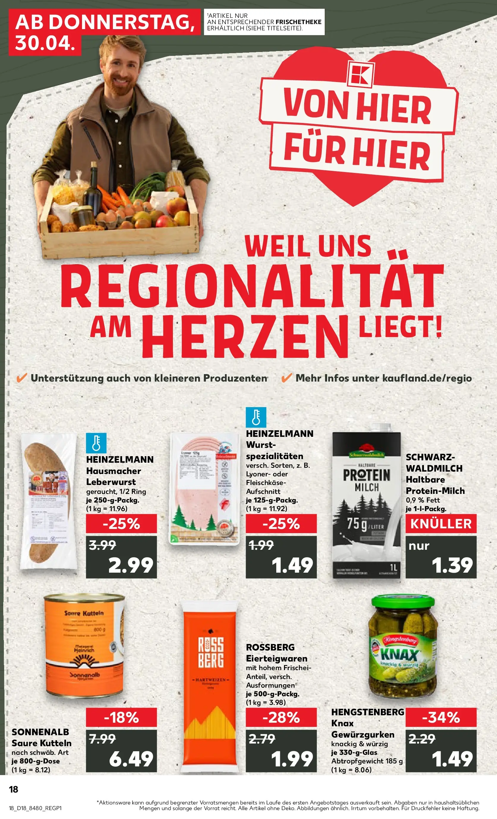 Prospekt Kaufland ab 30.04.2026 » Angebote Online zum Blättern | Seite: 18 | Produkte: Milch, Wurst, Pasta