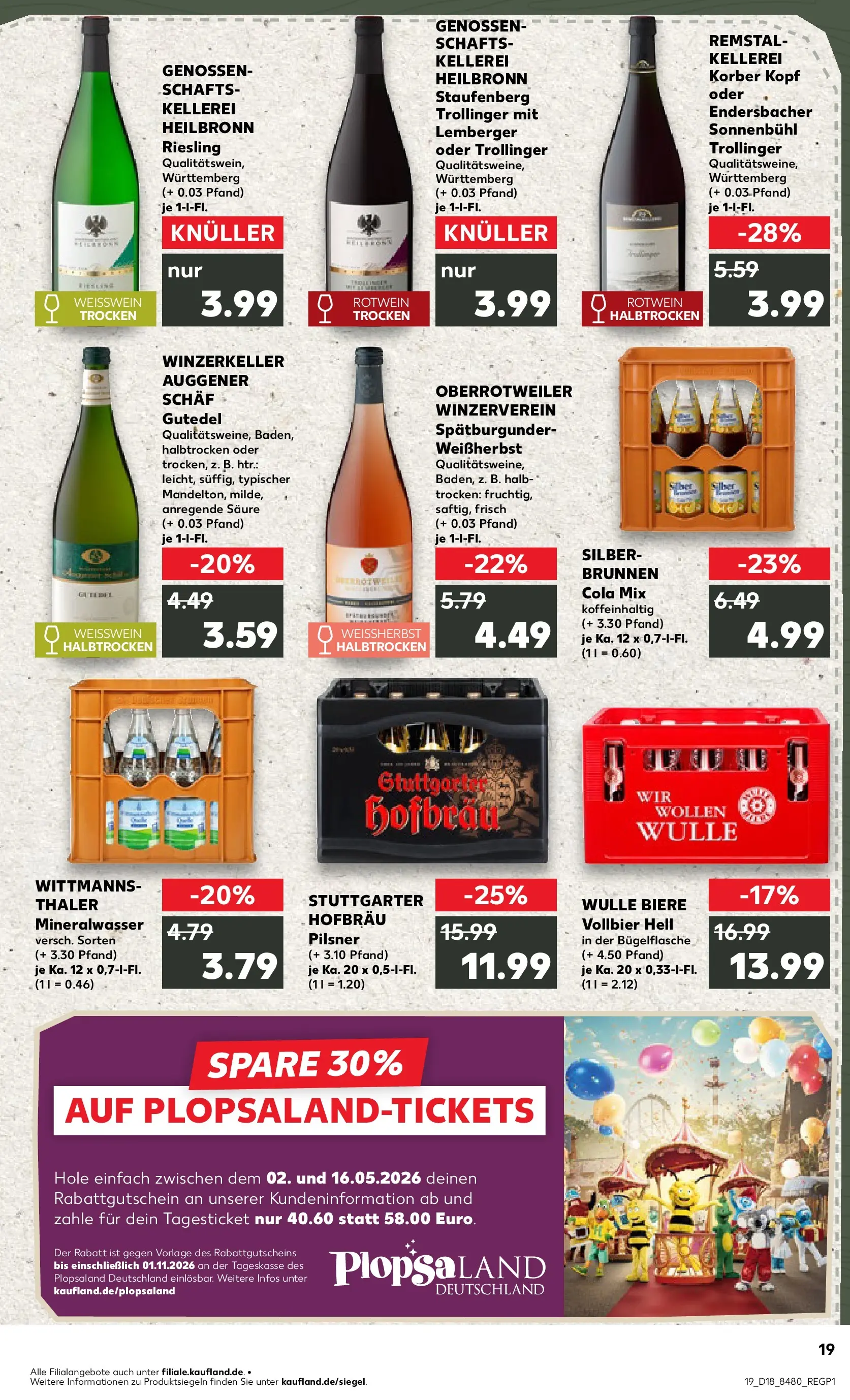 Prospekt Kaufland ab 30.04.2026 » Angebote Online zum Blättern | Seite: 19 | Produkte: Cola, Weißwein, Rotwein, Mineralwasser