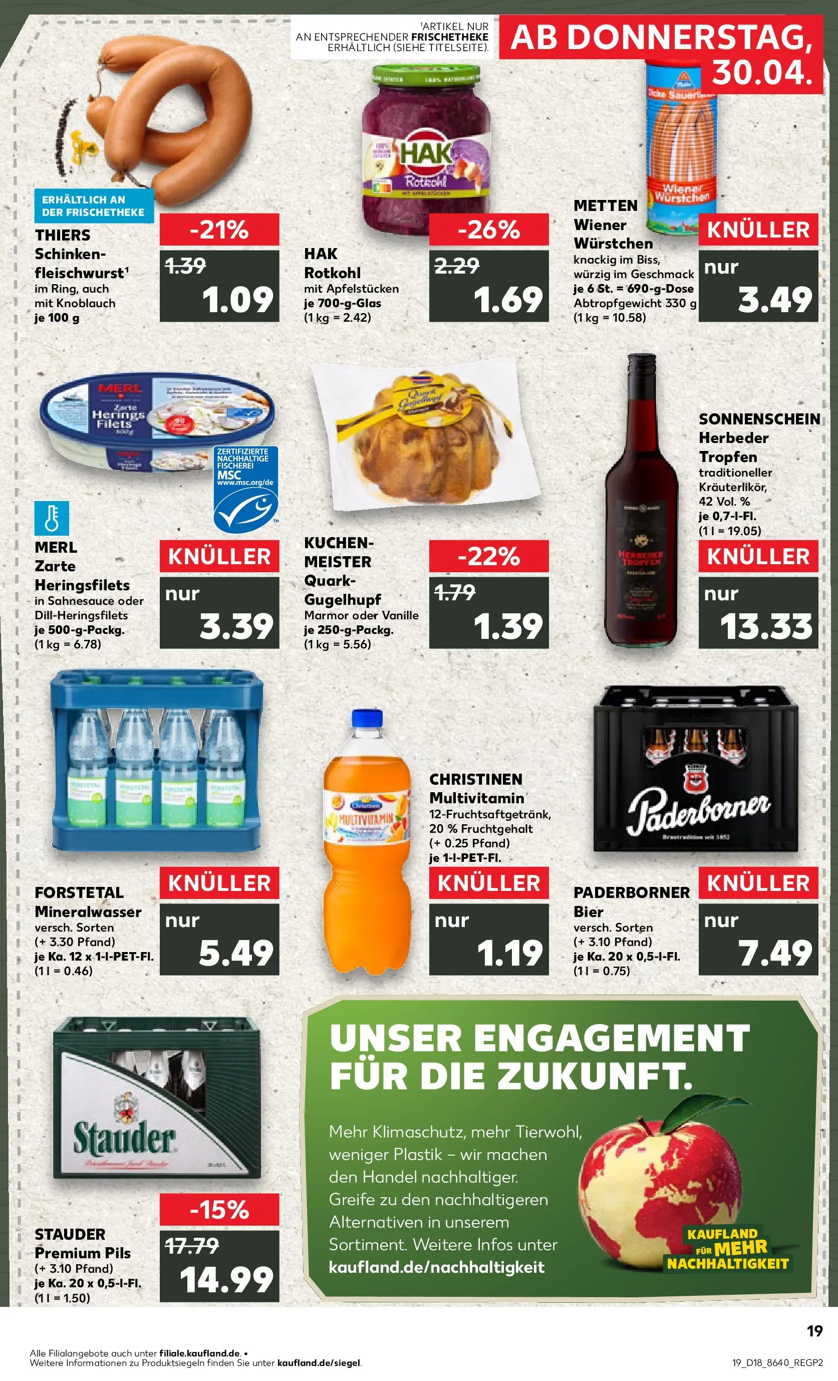 Prospekt Kaufland ab 30.04.2026 » Angebote Online zum Blättern | Seite: 19 | Produkte: Wiener wurstchen, Quark, Knoblauch, Kuchen