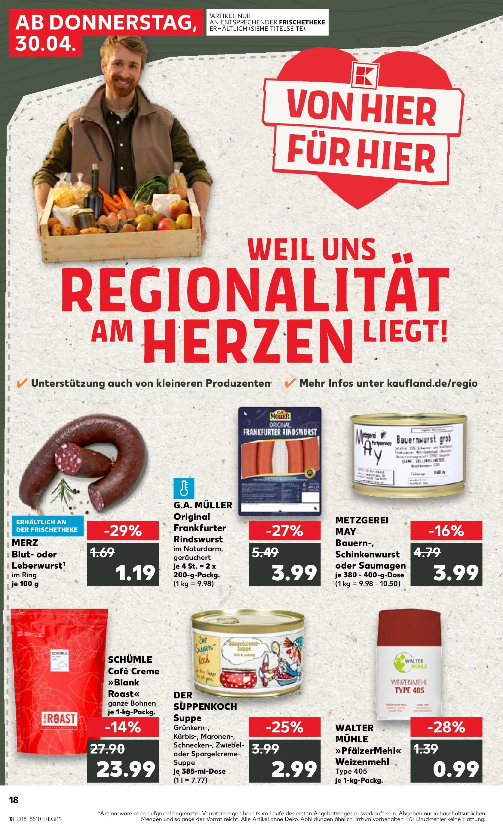 Prospekt Kaufland ab 30.04.2026 » Angebote Online zum Blättern | Seite: 18 | Produkte: Mühle, Weizenmehl, Creme