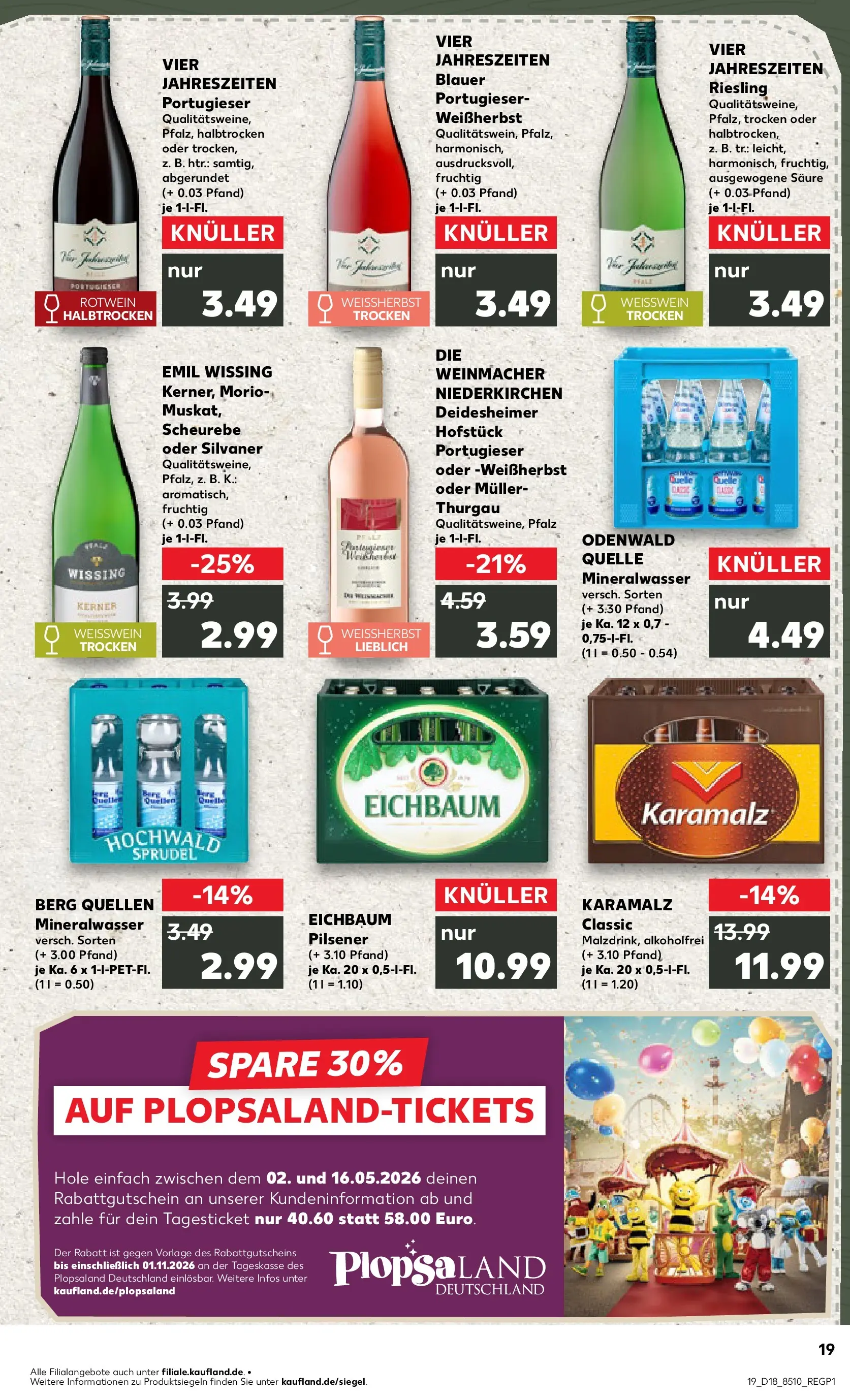 Prospekt Kaufland ab 30.04.2026 » Angebote Online zum Blättern | Seite: 19 | Produkte: Weißwein, Rotwein, Weißwein trocken, Mineralwasser
