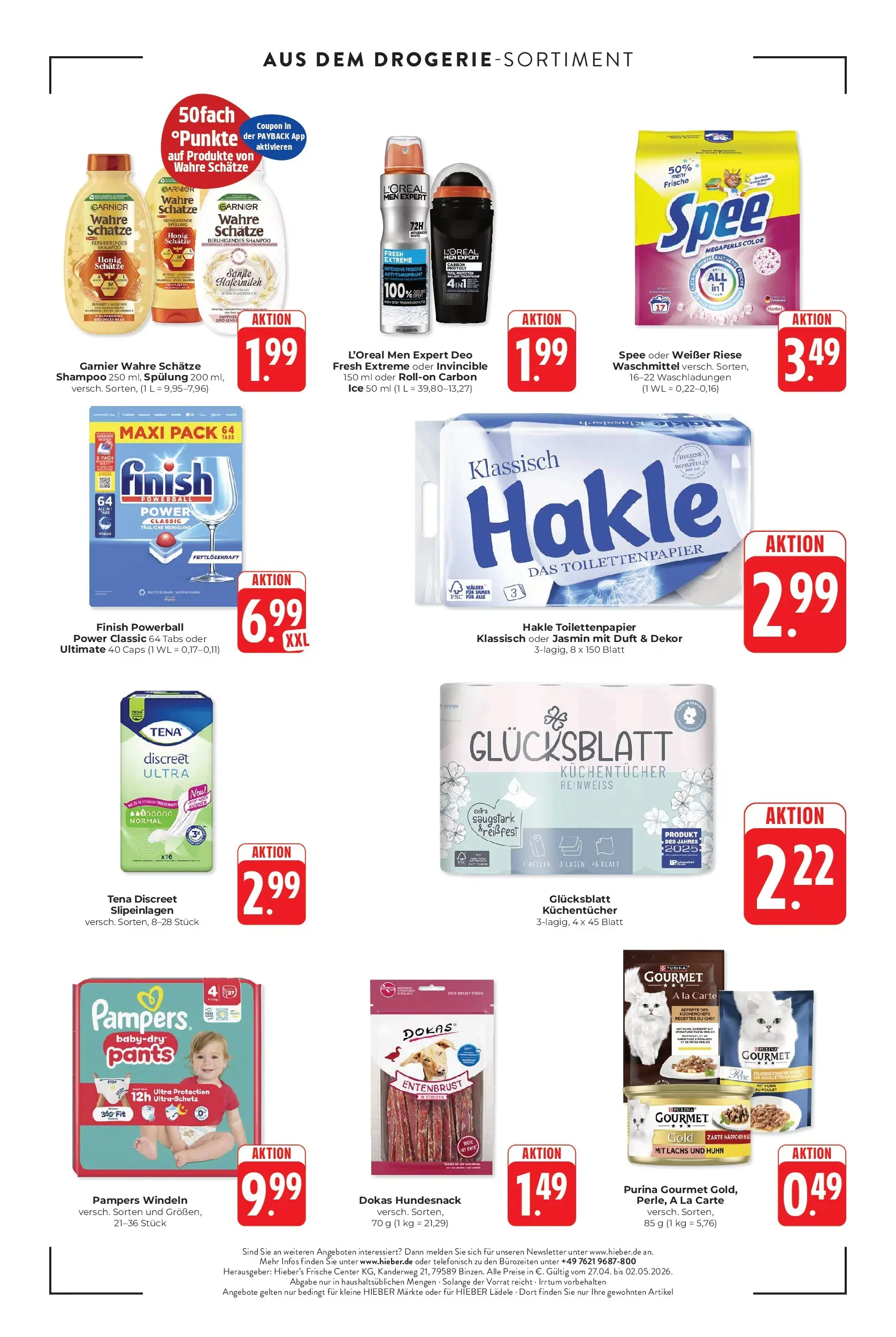 Angebote - Hieber's Frischecenter: Meine Woche (ab 26.04.2026) zum Blättern | Seite: 16 | Produkte: Duft, Antitranspirant, Lachs, Waschmittel