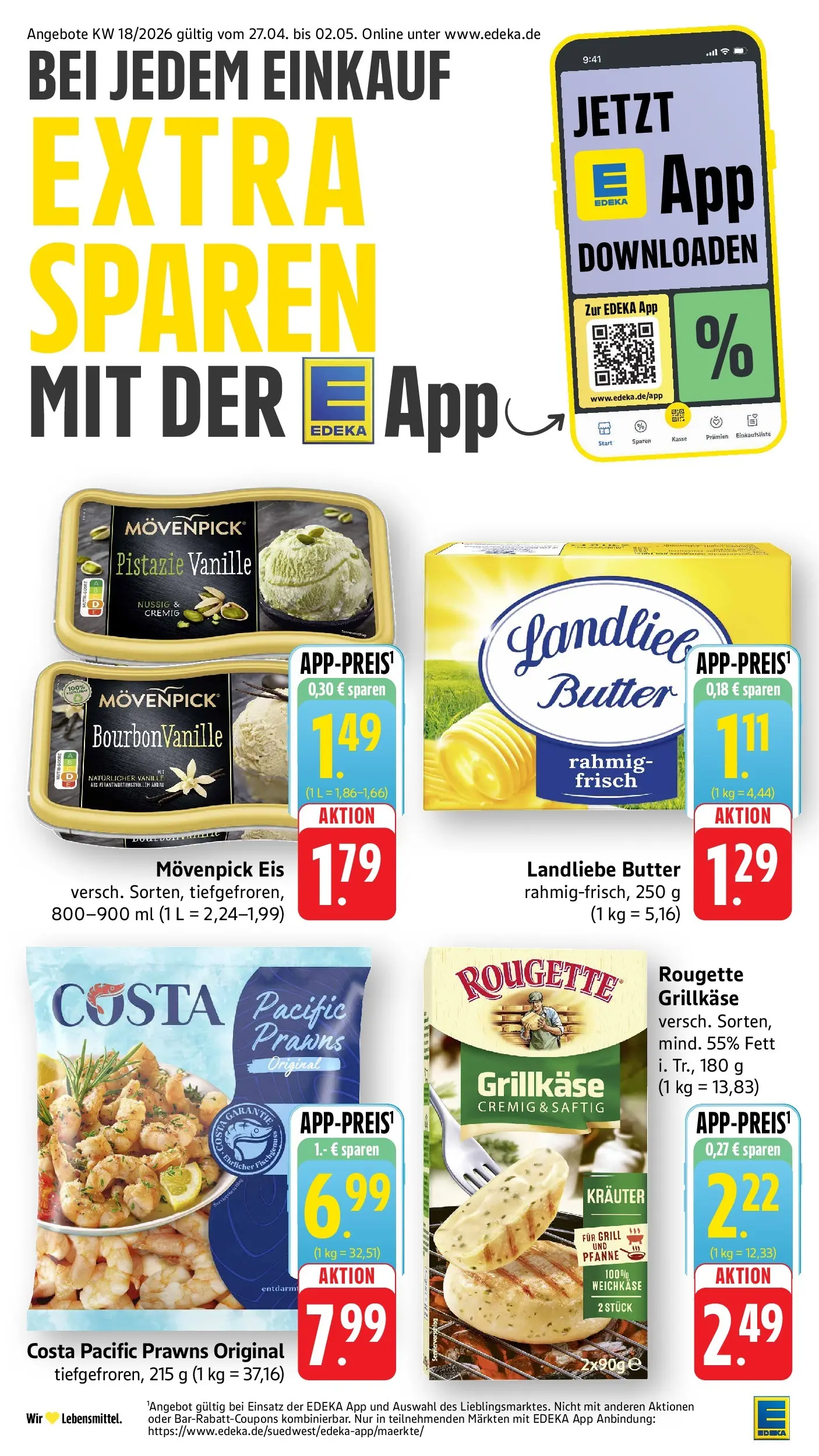 E center Prospekt Aalen	 (ab 26.04.2026) zum Blättern | Seite: 3 | Produkte: Grill, Butter, Landliebe butter, Movenpick eis