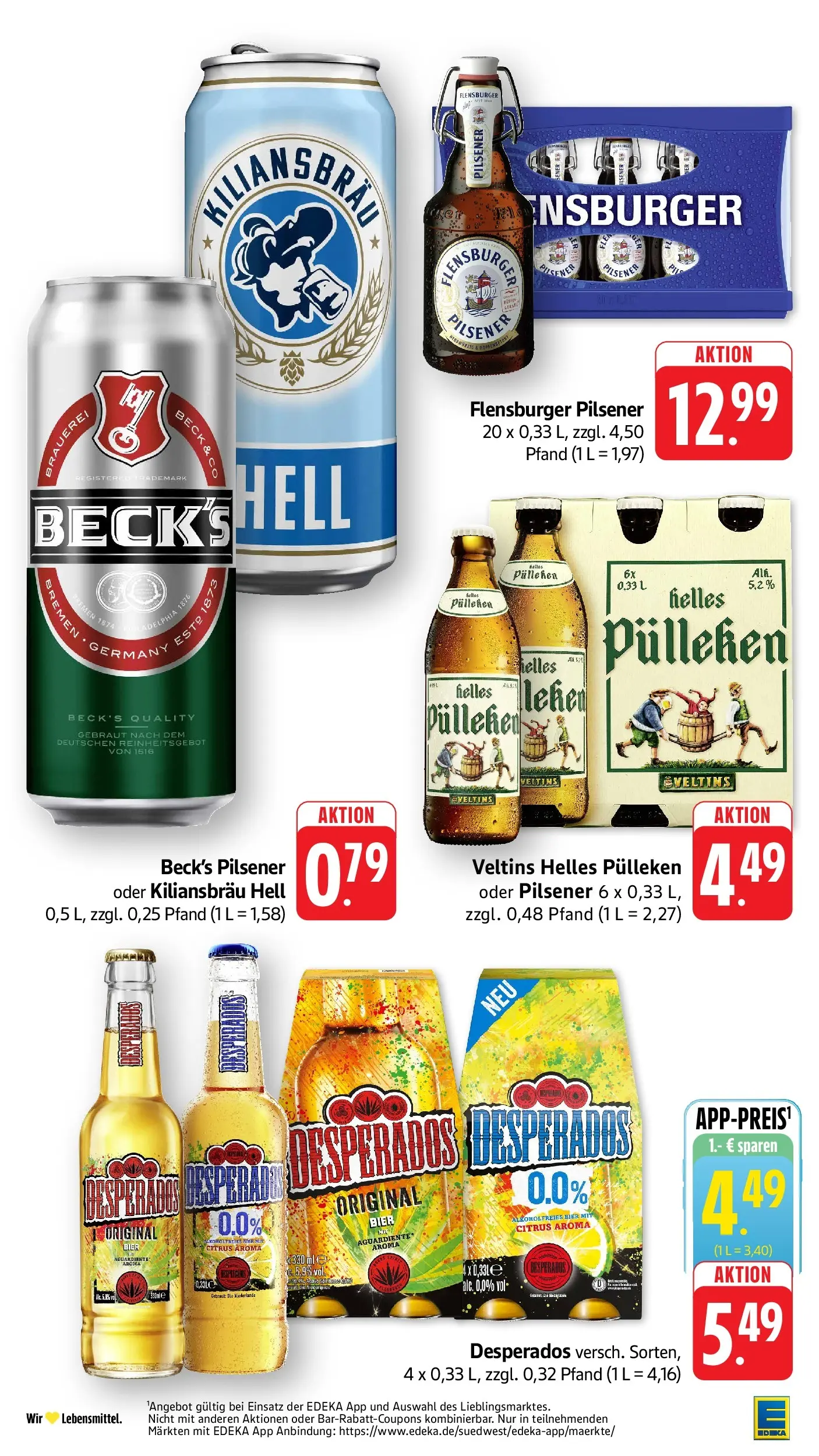 E center Prospekt Aalen	 (ab 26.04.2026) zum Blättern | Seite: 34 | Produkte: Helles pulleken, Bier, Desperados, Veltins