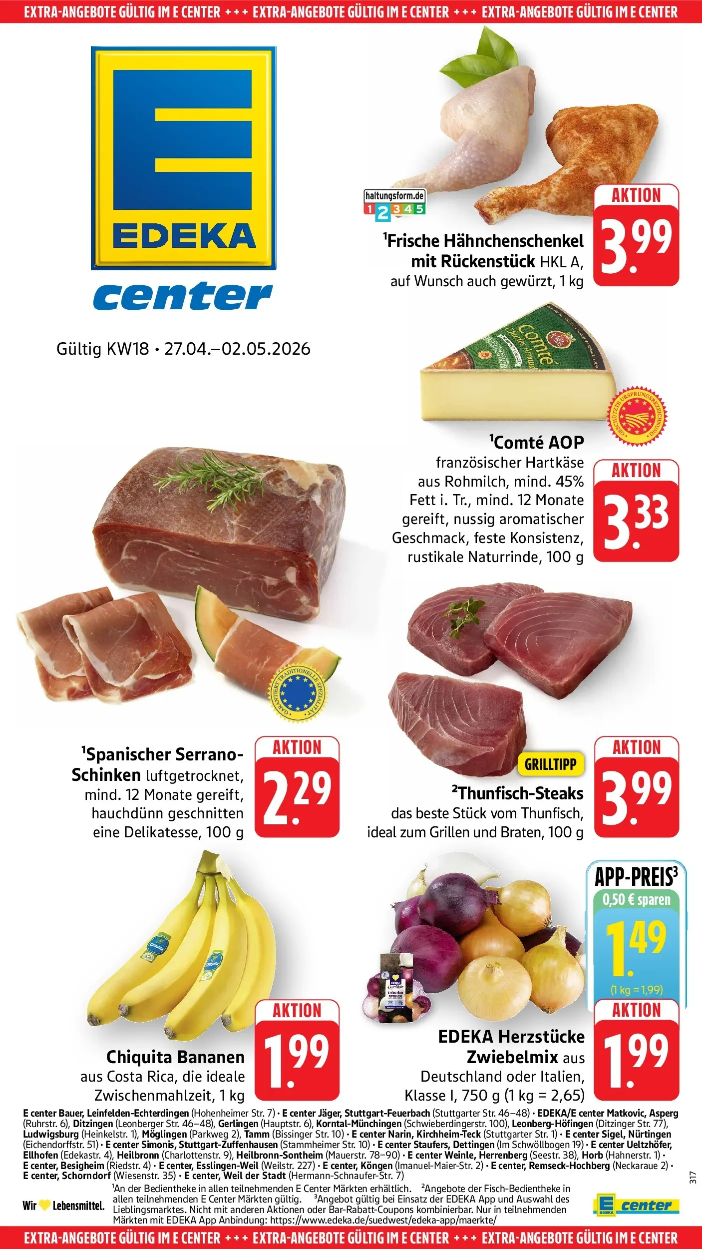 Angebote (ab 27.04.2026) zum Blättern | Seite: 53 | Produkte: Hahnchenschenkel, Bananen, Schinken