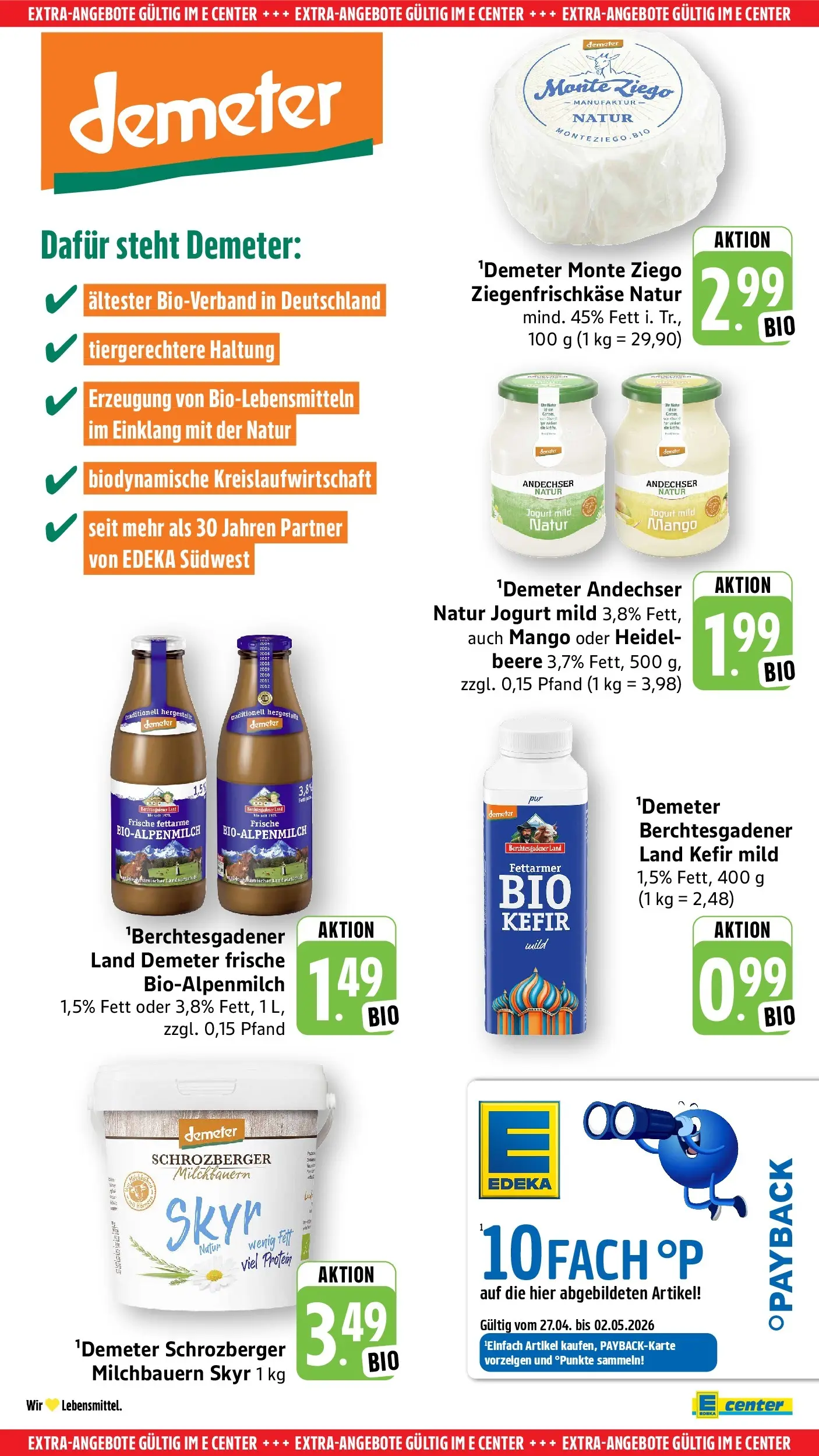 E center Prospekt Aalen	 (ab 26.04.2026) zum Blättern | Seite: 56 | Produkte: Kefir, Skyr, Mango