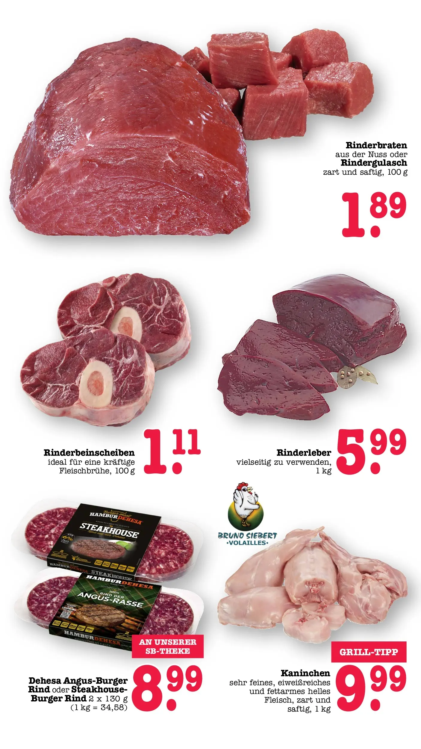 Angebote (ab 27.04.2026) zum Blättern | Seite: 24 | Produkte: Rinderbraten, Rindergulasch, Kaninchen, Burger