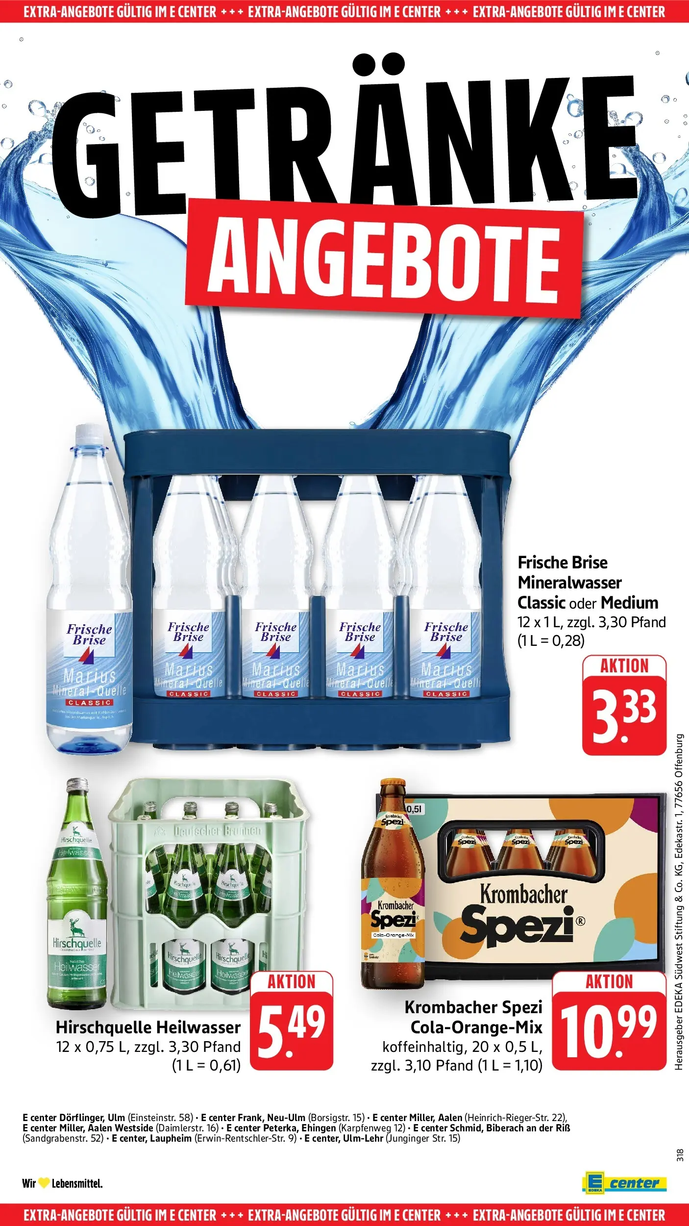 E center Prospekt Aalen	 (ab 26.04.2026) zum Blättern | Seite: 63 | Produkte: Mineralwasser, Krombacher