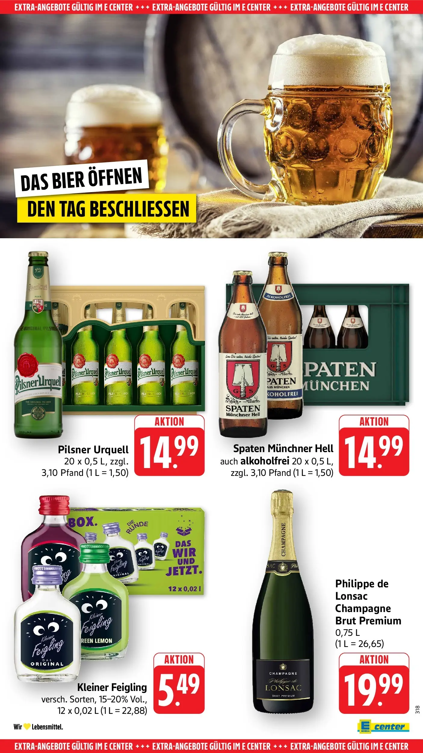 E center Prospekt Aalen	 (ab 26.04.2026) zum Blättern | Seite: 64 | Produkte: Bier, Kleiner feigling, Pilsner urquell