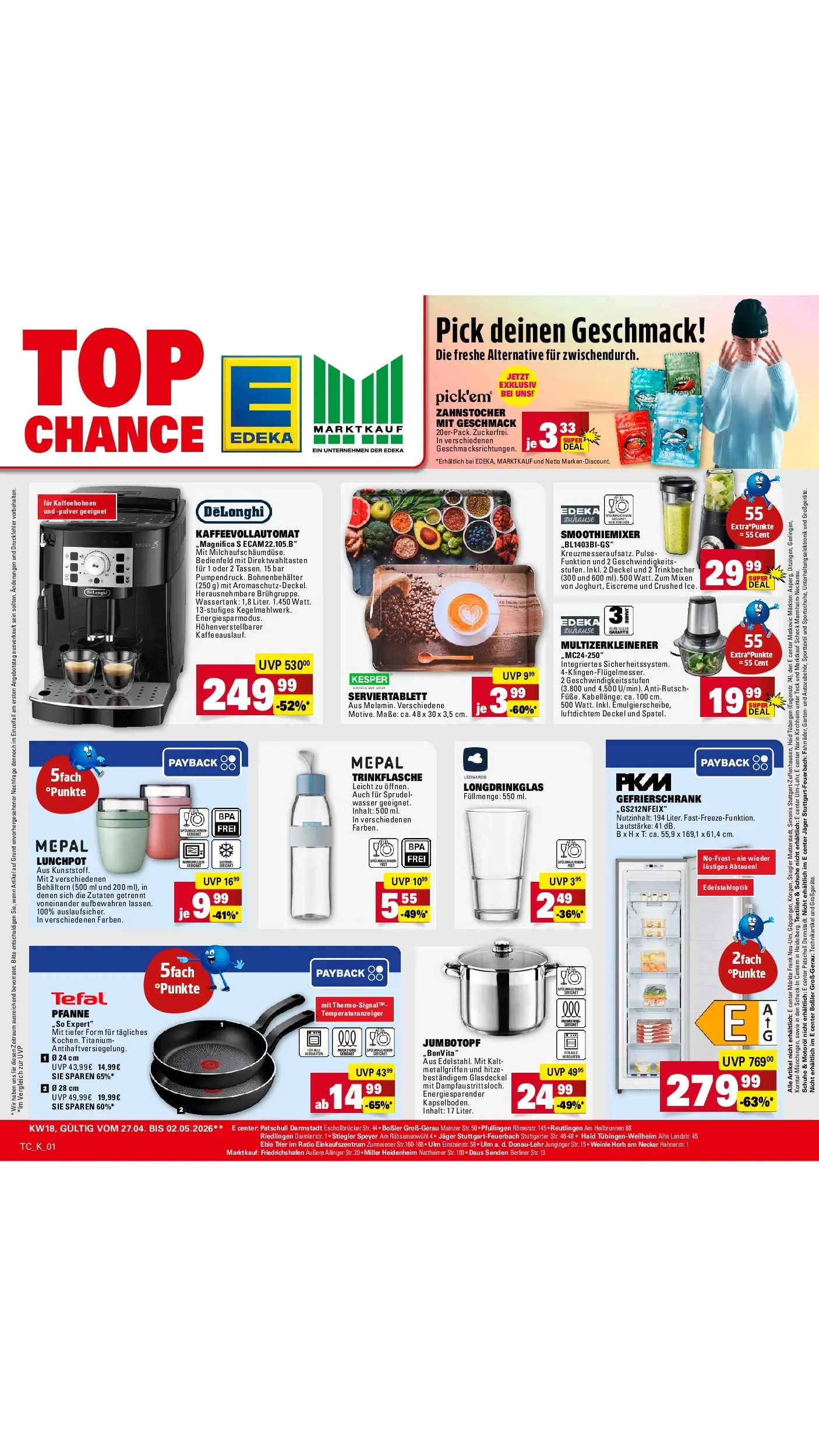Angebote (ab 27.04.2026) zum Blättern | Seite: 66 | Produkte: Berliner, Milch, Wasser, Kaffeevollautomat