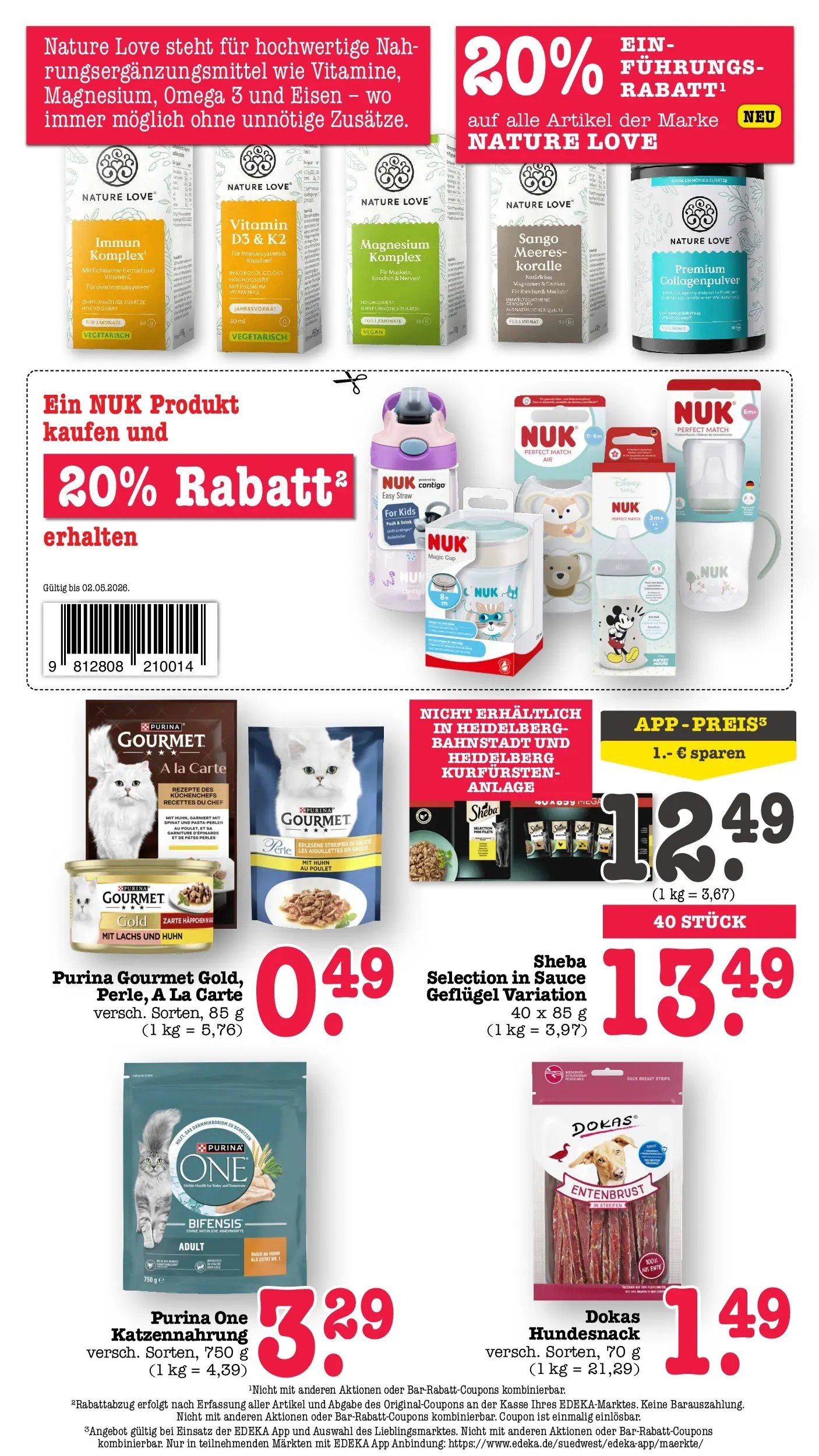 Angebote (ab 27.04.2026) zum Blättern | Seite: 62 | Produkte: Purina one, Sheba, Lachs, Ente