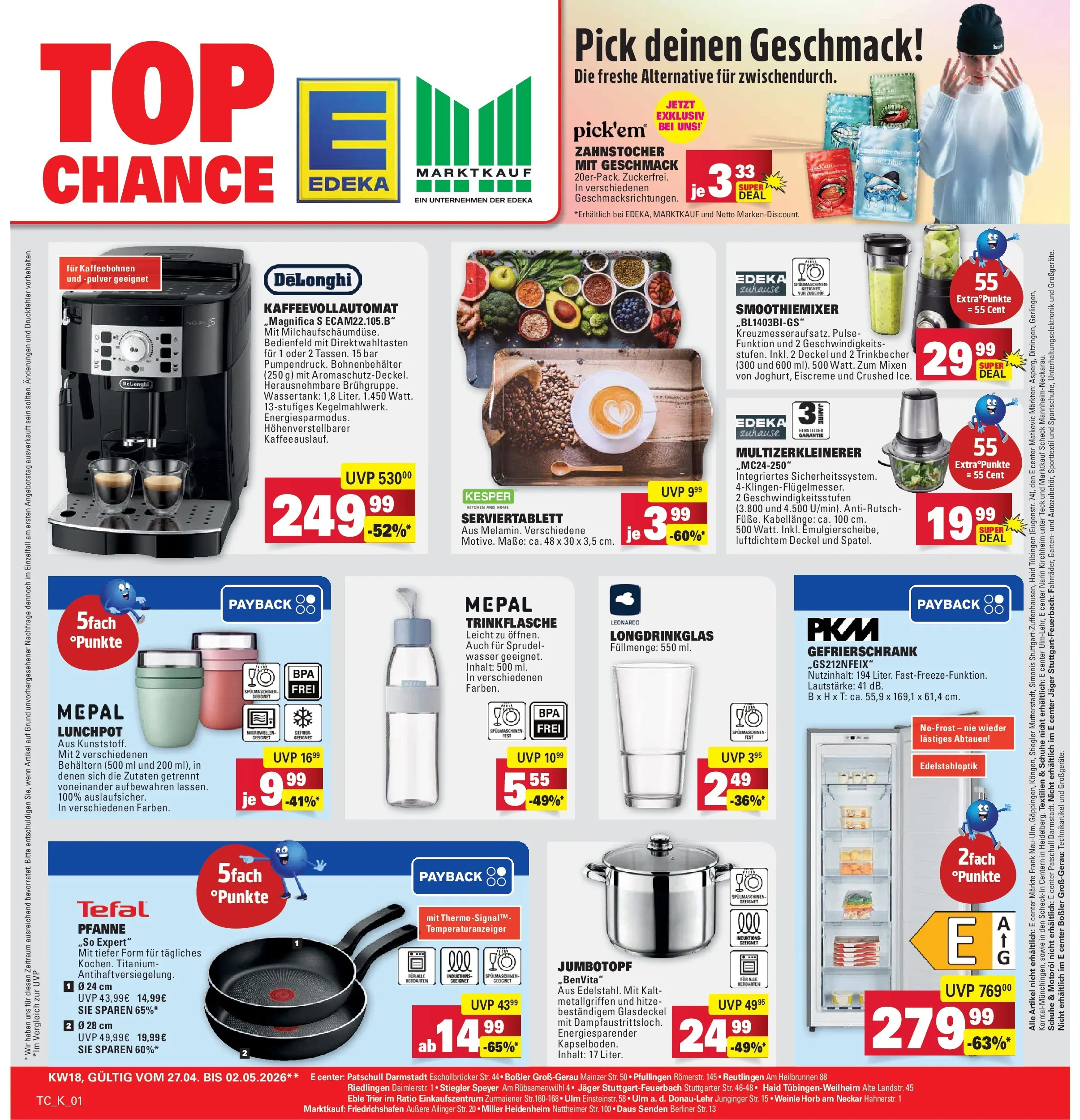 Marktkauf Prospekt Heidenheim	 (ab 26.04.2026) » Angebote online | Seite: 33 | Produkte: Gefrierschrank, Eiscreme, Wasser, Kaffeevollautomat