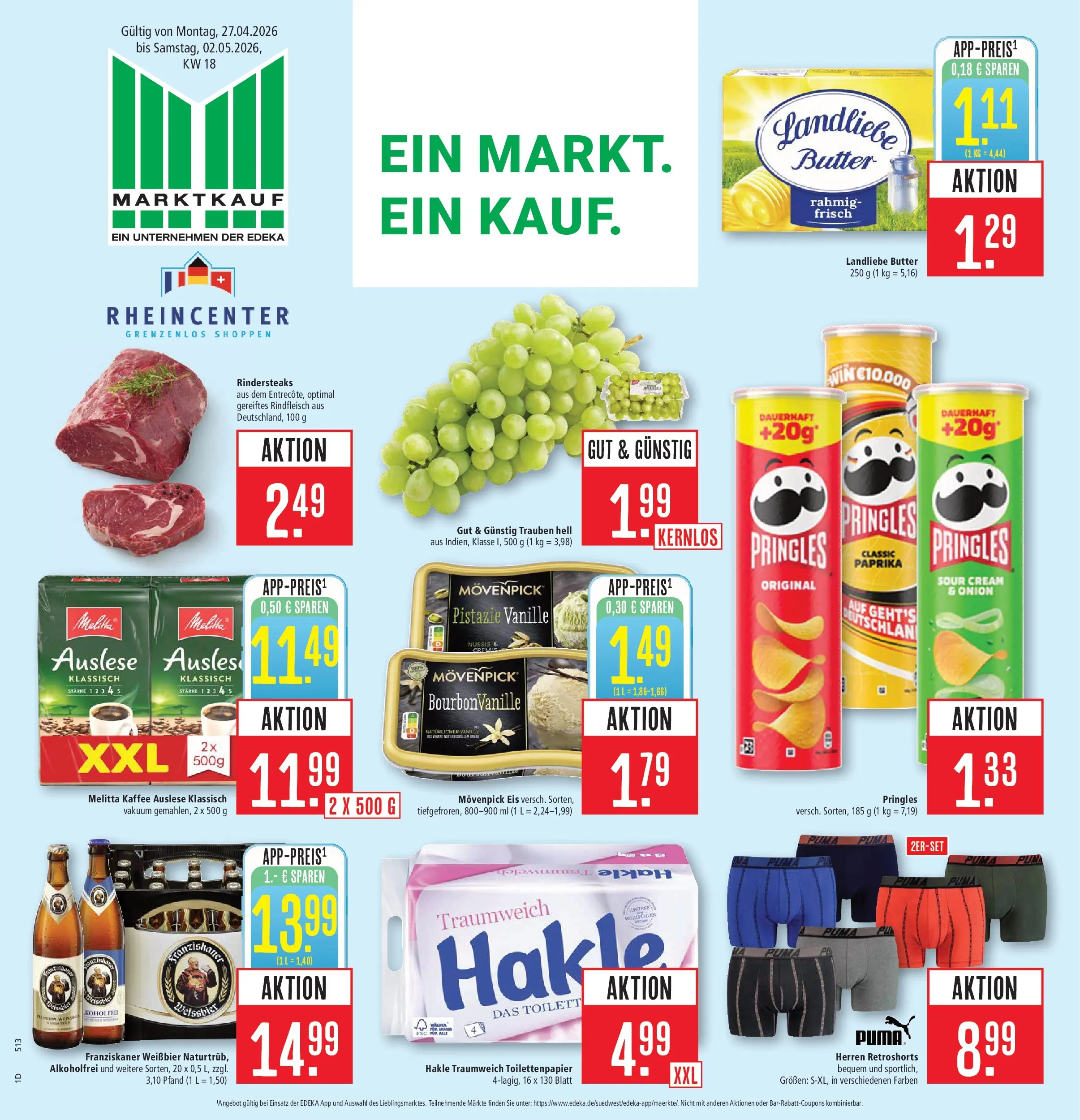 Marktkauf Prospekt Weil Am Rhein	 (ab 27.04.2026) » Angebote online | Seite: 1 | Produkte: Melitta, Franziskaner, Melitta kaffee, Paprika