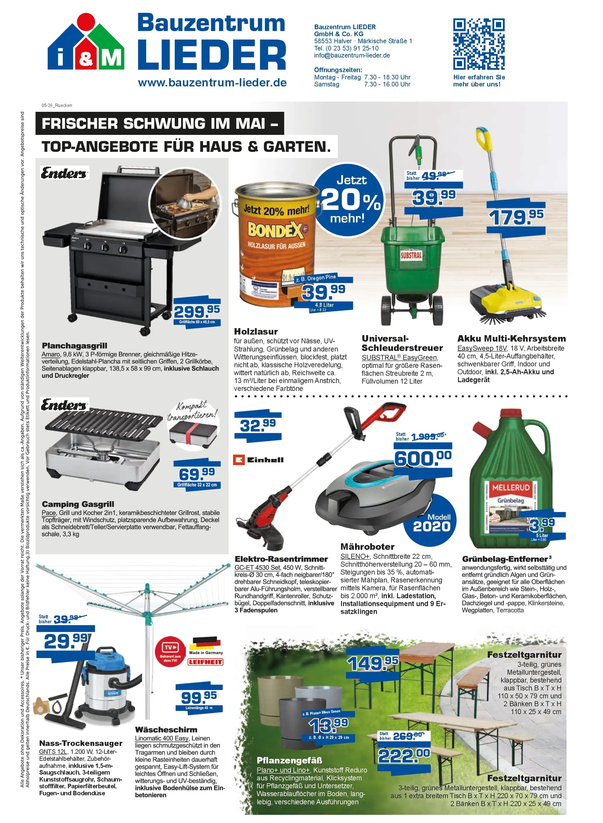 Angebote - Bauzentrum Lieder: Schnell zugreifen (ab 08.05.2026) zum Blättern | Seite: 8 | Produkte: Grill, Tisch, Ladegerät, Uhr