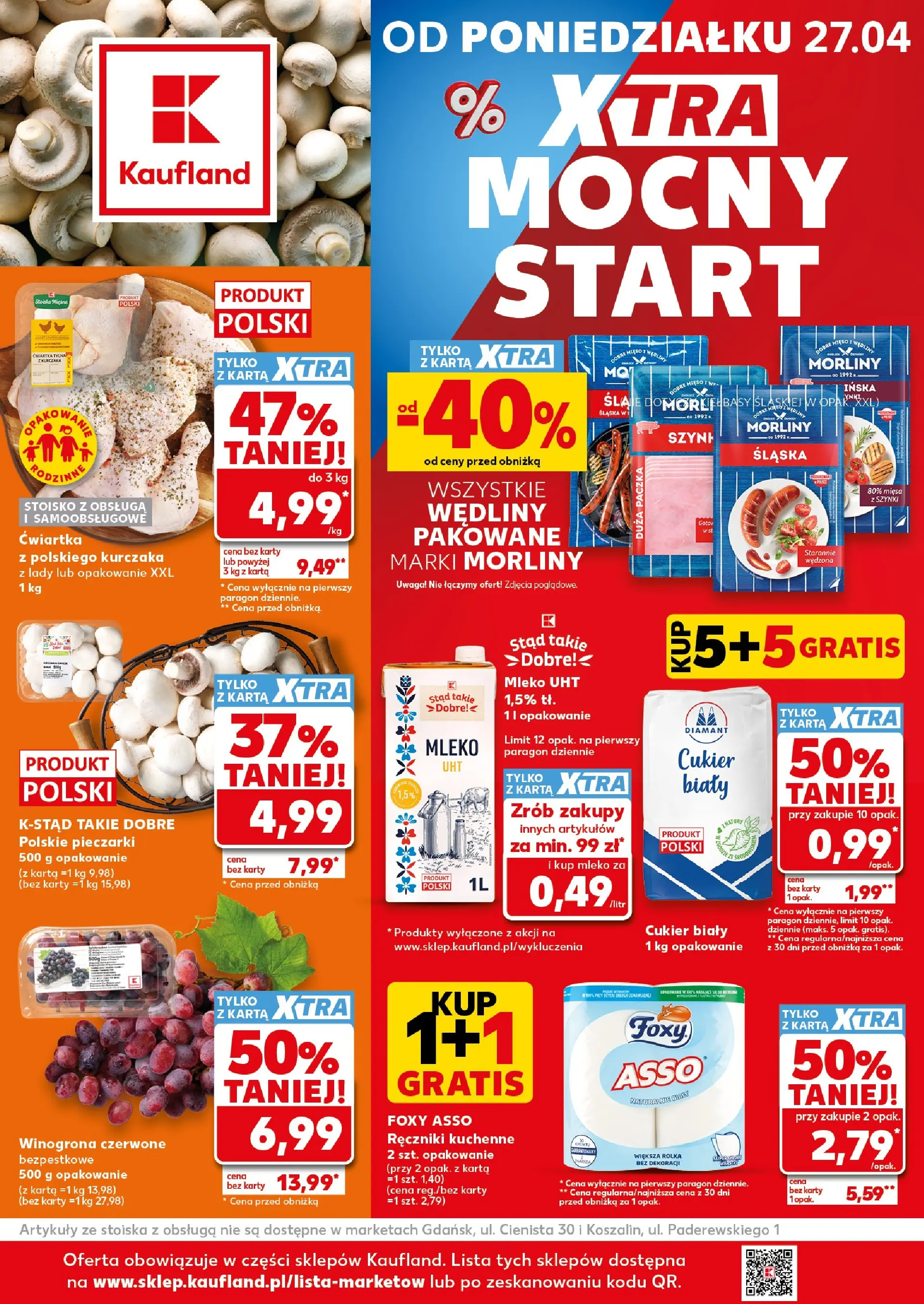 Kaufland - Kaufland Mocny Start ważny do 28.04 od 26.04.2026 - od jutra PDF | Strona: 1 | Produkty: Karta, Mięso, Mleko, Cukier