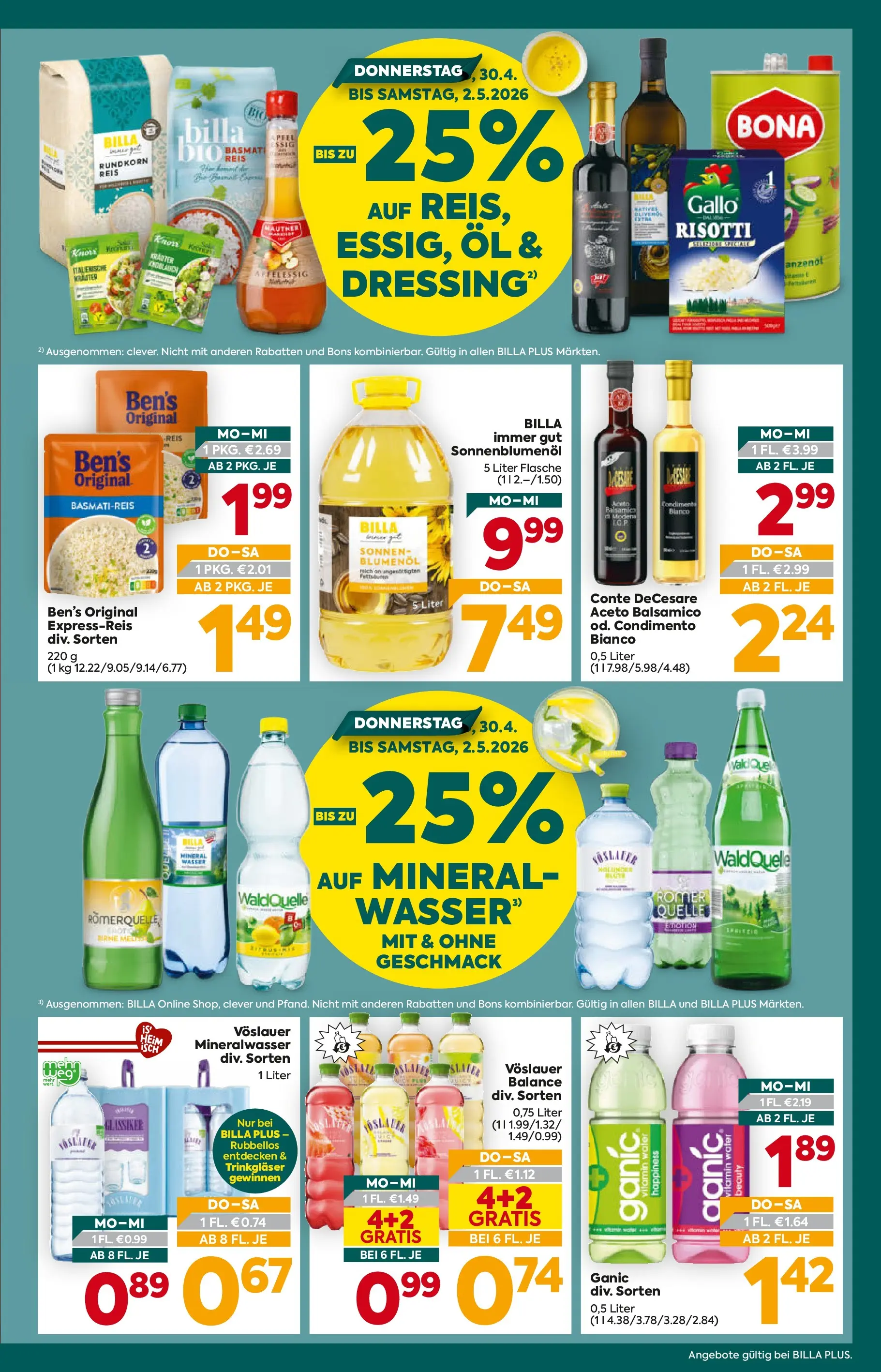 Billa Plus - BILLA PLUS: Flugblatt Salzburg von 29.04.2026 - Aktuelle Angebote | Seite: 3 | Produkte: Wasser, Öl, Reis
