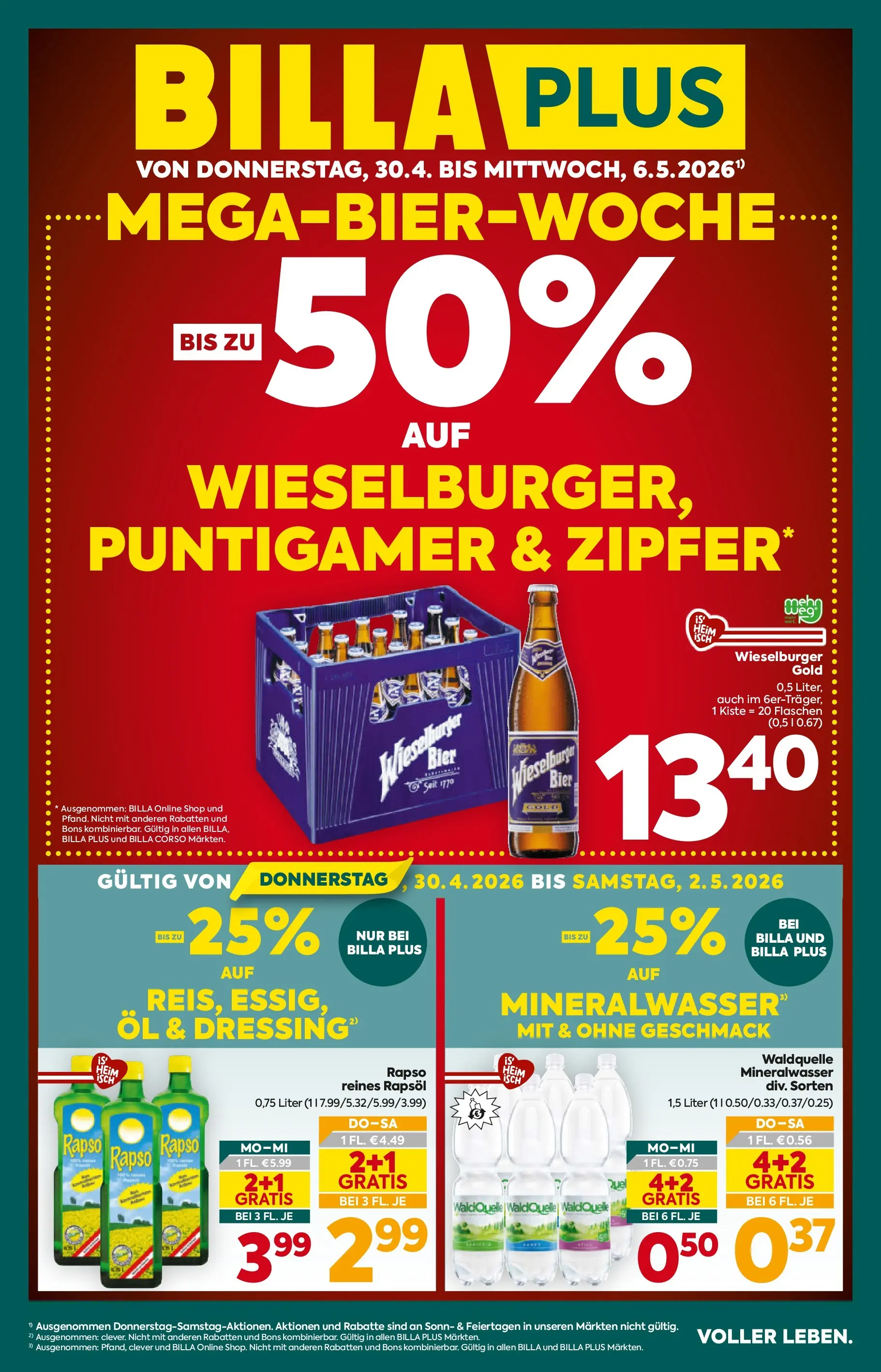 Billa Plus Flugblatt - Wien von 30.04.2026 - Aktuelle Angebote | Seite: 1 | Produkte: Öl, Bier
