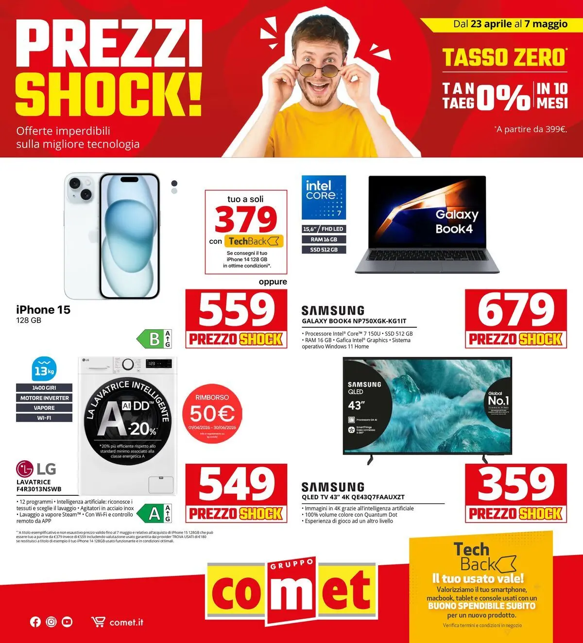 Nuovo Comet volantino Prezzi shock da Comet dal 23/04/2026 > offerte anteprima 🛍️ | Pagina: 1 | Prodotti: Samsung Galaxy, smart TV, Lavatrice, TV