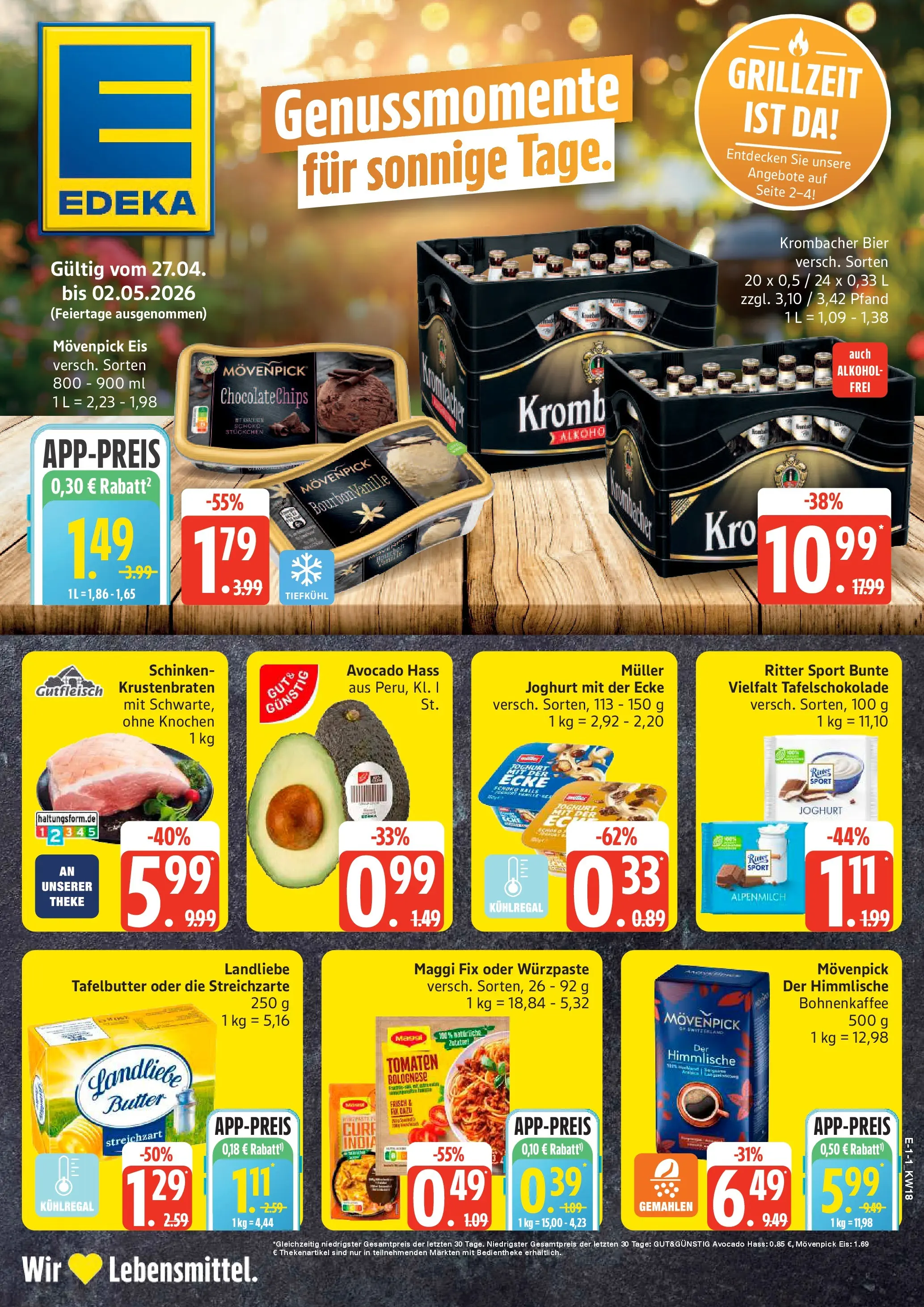 Edeka prospekt Großenwiehe	 (ab 27.04.2026) » Angebote Online | Seite: 1 | Produkte: Butter, Theke, Chips, Eis