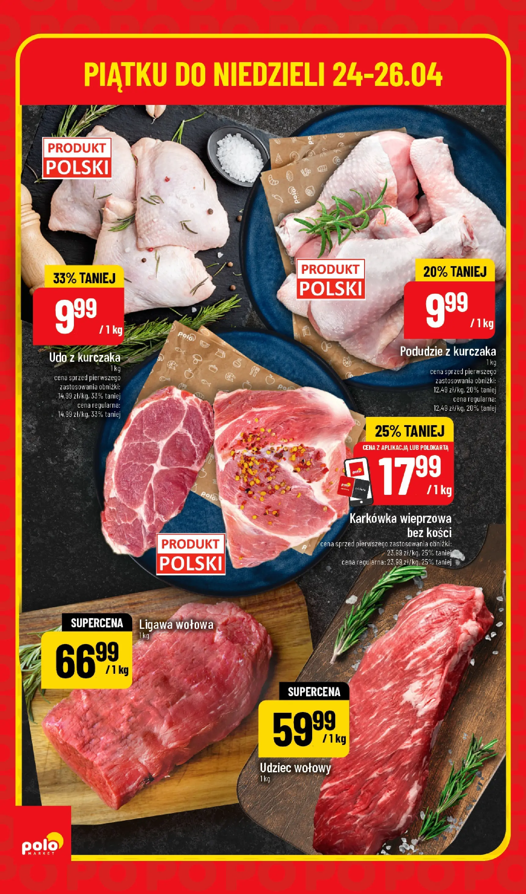 Nowa POLOmarket gazetka od jutra 24.04.2026 | Strona: 2 | Produkty: Karkówka, Karkówka wieprzowa, Podudzie z kurczaka