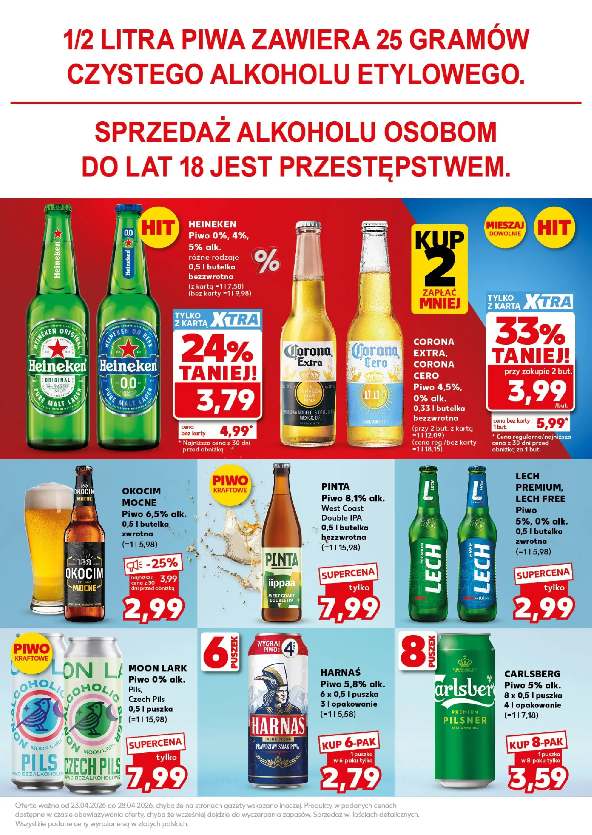 Kaufland gazetka - Super Weekend od 25.04.2026 - od jutra PDF | Strona: 23 | Produkty: Karta, Harnaś, Piwo, Heineken