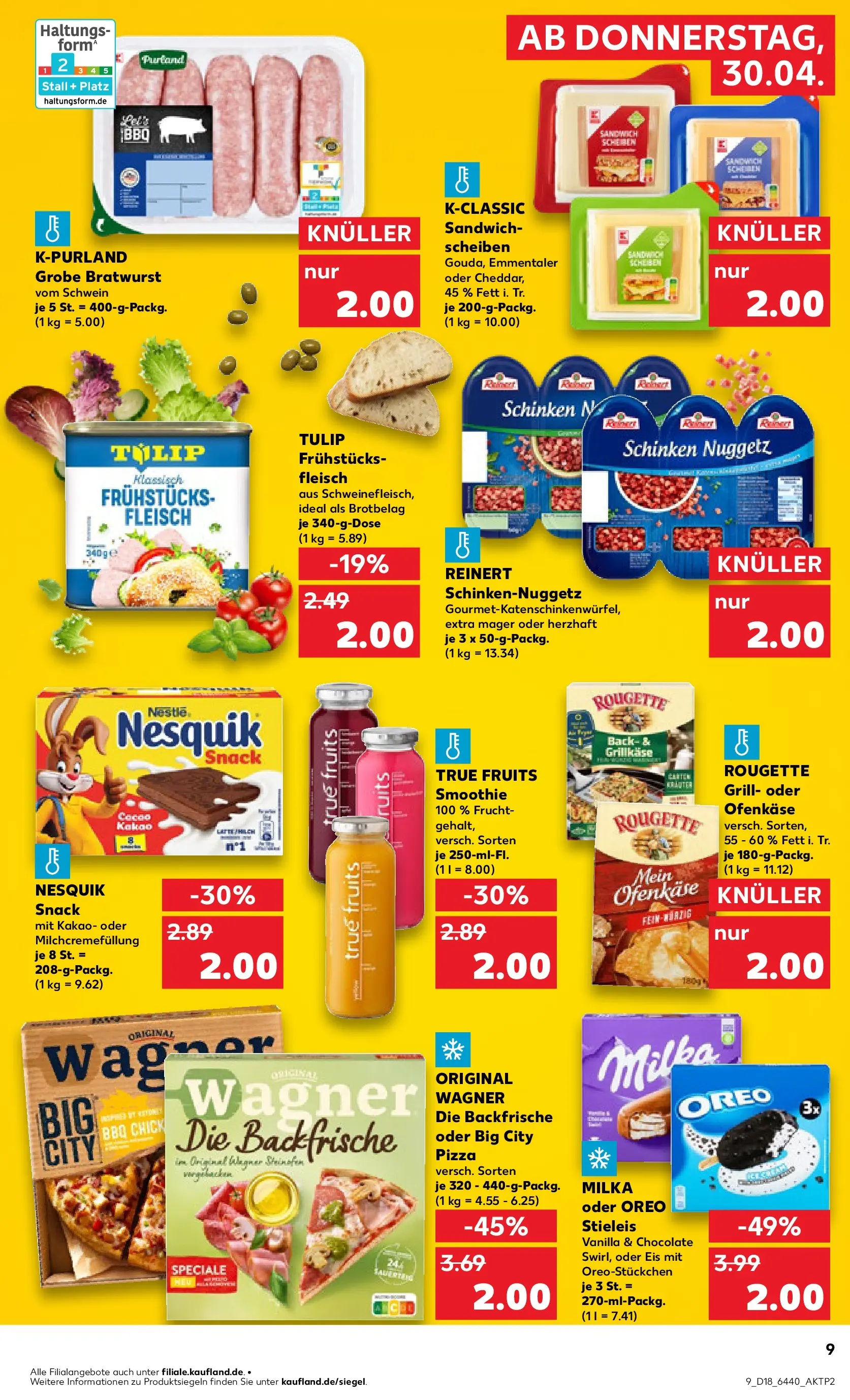 Prospekt Kaufland ab 30.04.2026 » Angebote Online zum Blättern | Seite: 9 | Produkte: Nesquik, Schinken, Pizza, Eis