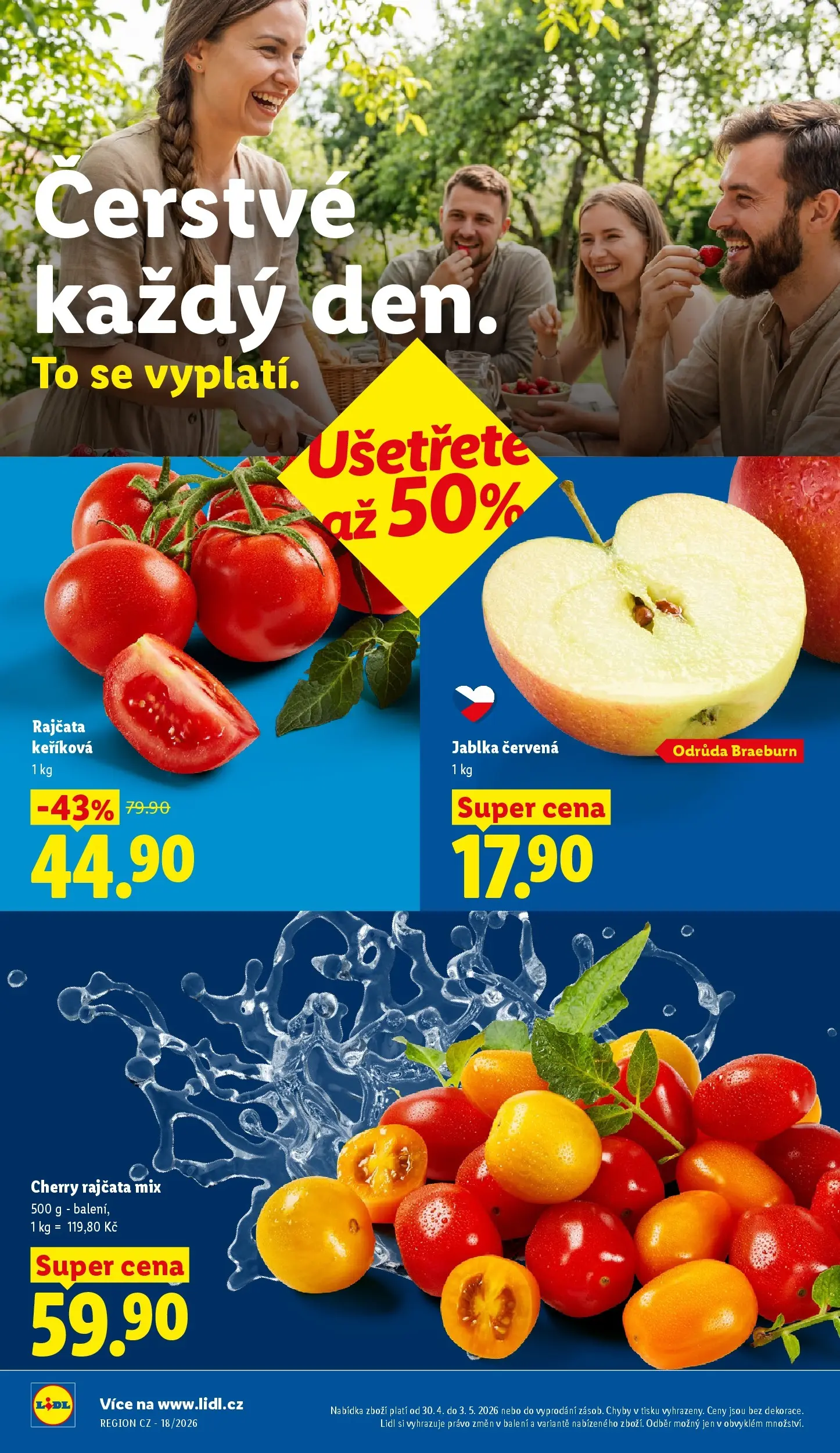 Lidl leták od 29.04.2026 - Nový akční leták | Strana: 10 | Produkty: Jablka, Rajčata, Cherry rajčata