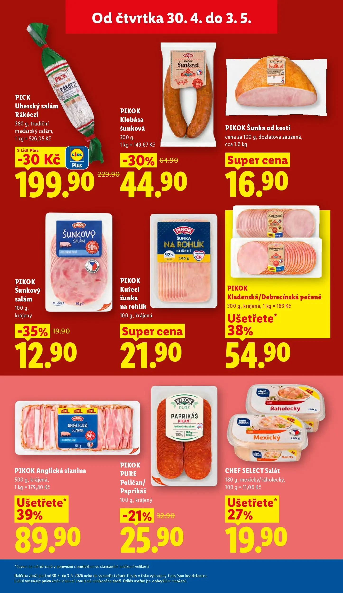 Lidl leták od 29.04.2026 - Nový akční leták | Strana: 17 | Produkty: Rohlík, Klobása, Anglická slanina, Pikok
