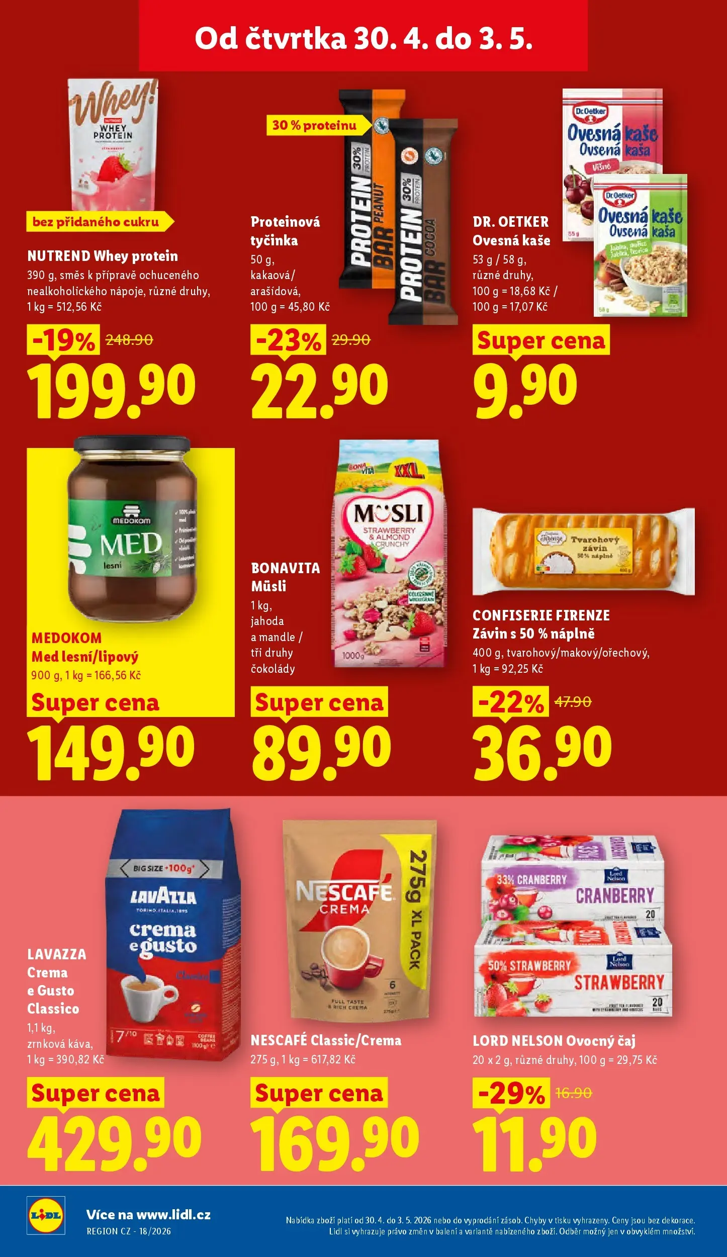 Lidl leták od 29.04.2026 - Nový akční leták | Strana: 20 | Produkty: Čaj, Lavazza, Protein bar, Müsli