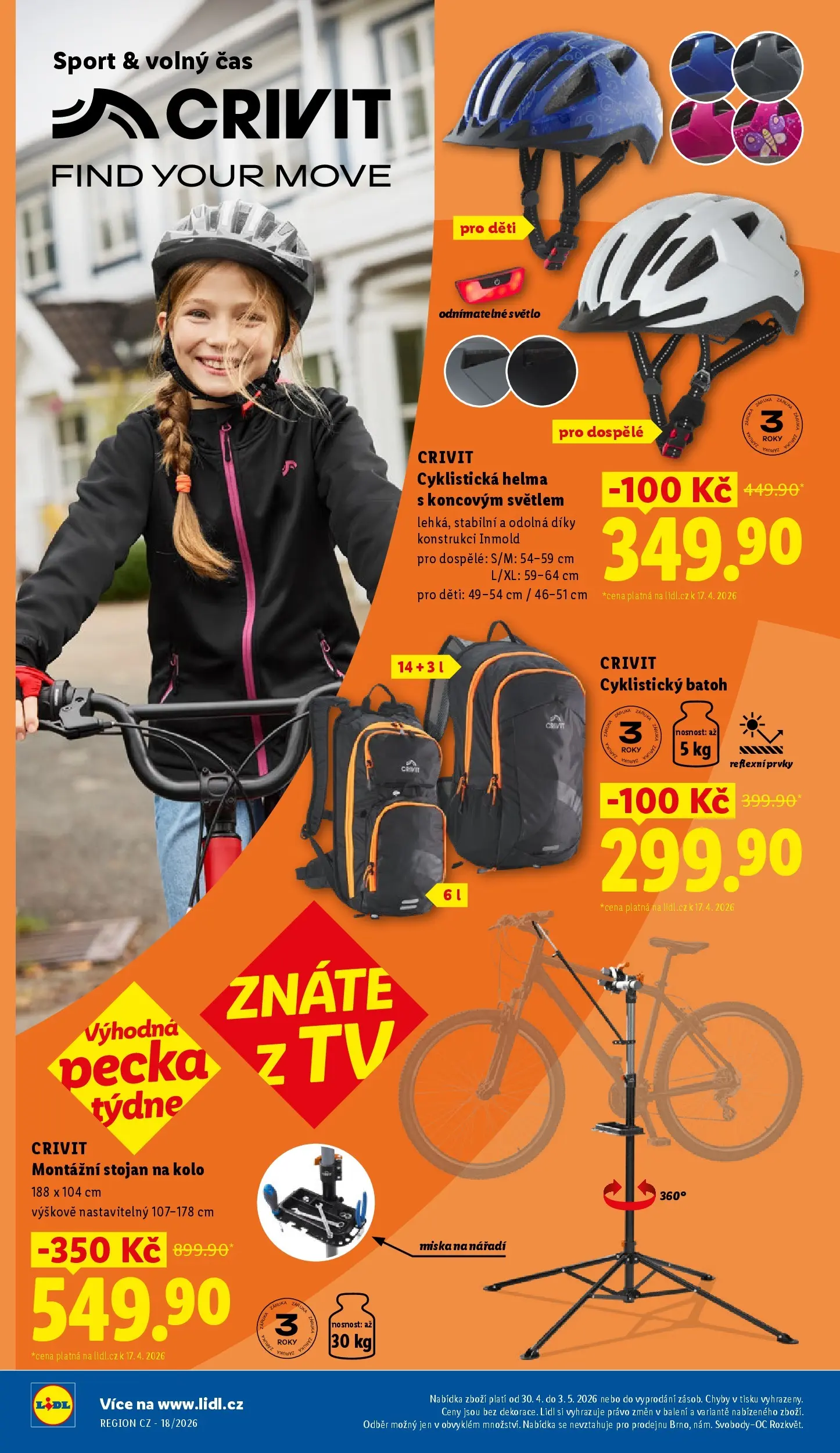 Lidl leták od 29.04.2026 - Nový akční leták | Strana: 28 | Produkty: Helma, Tv, Nářadí, Stojan na kolo
