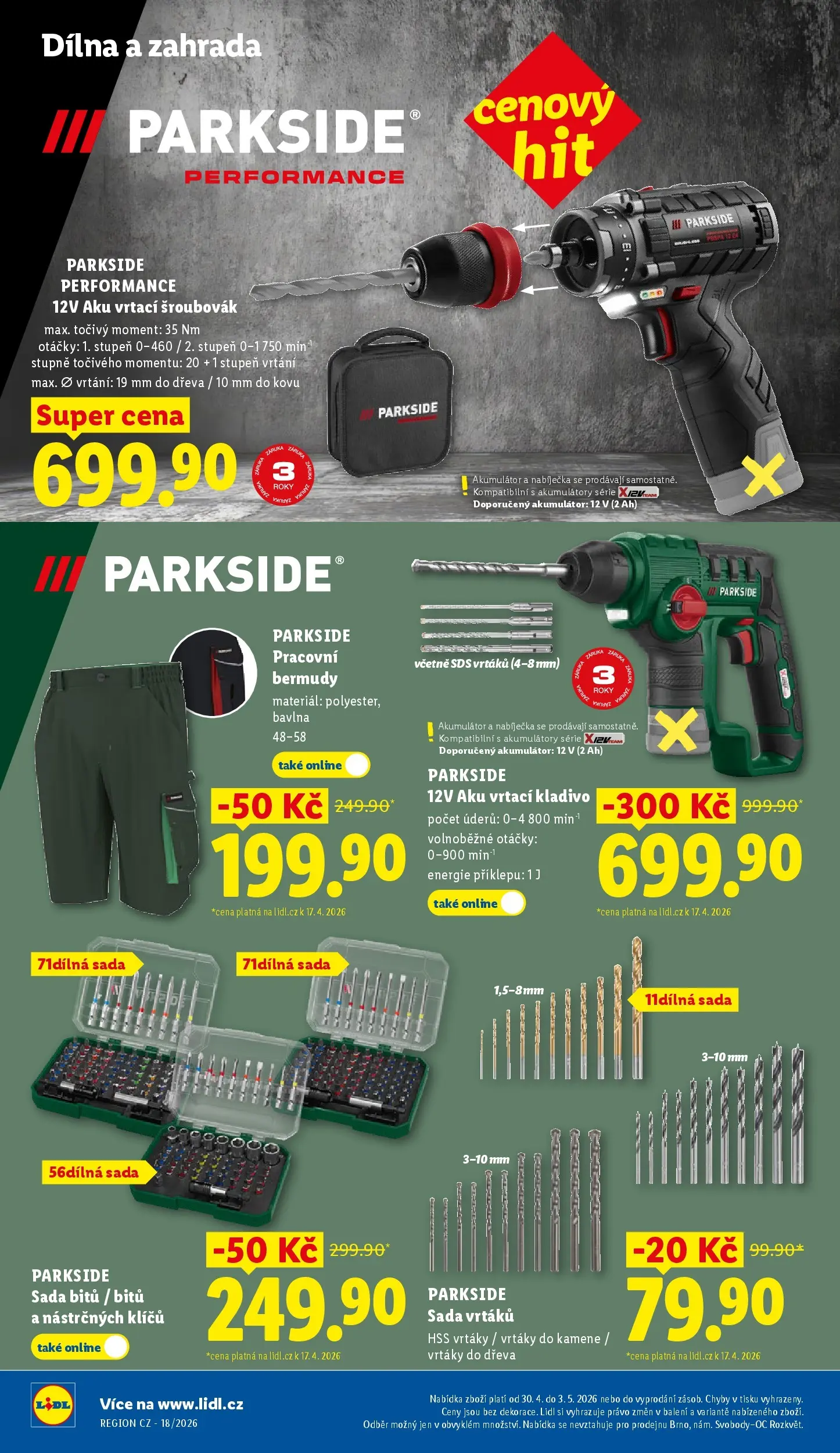 Lidl leták od 29.04.2026 - Nový akční leták | Strana: 32 | Produkty: Parkside, Zahrada, Kladivo, Sada bitů