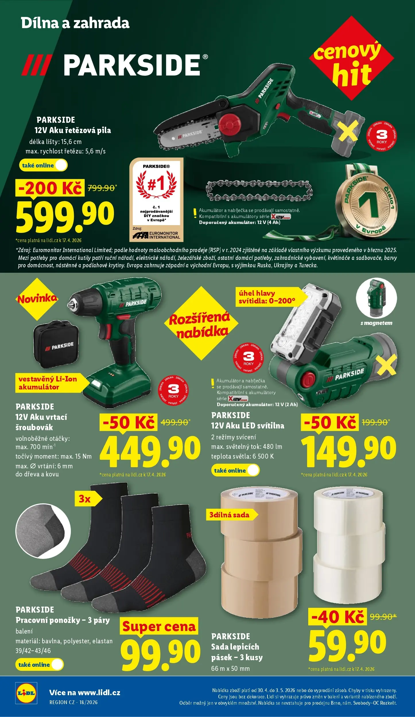Lidl leták od 29.04.2026 - Nový akční leták | Strana: 34 | Produkty: Parkside, Zahrada, Barvy, LED