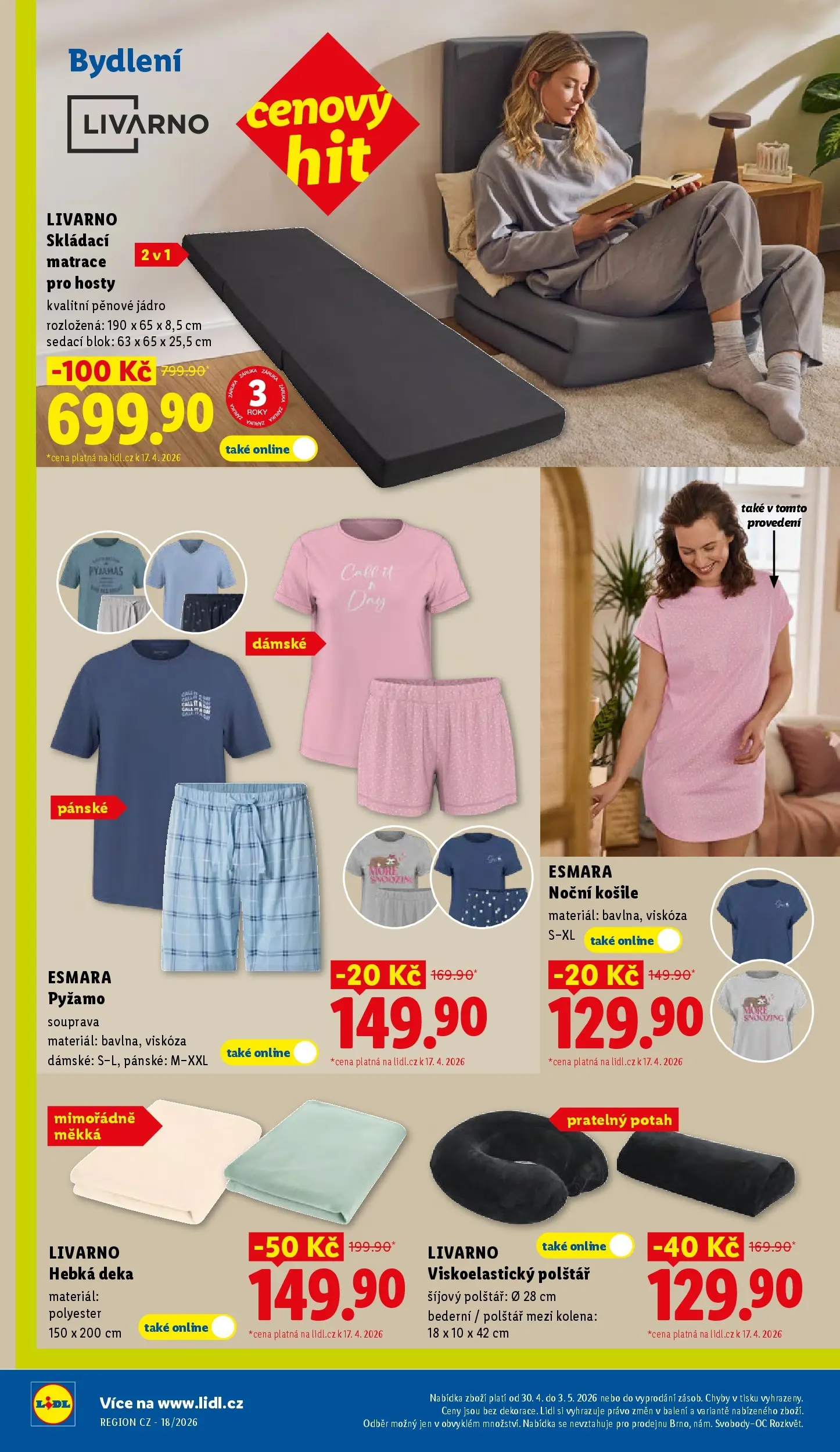 Lidl leták od 29.04.2026 - Nový akční leták | Strana: 36 | Produkty: Košile, Pyžamo, Deka, Noční košile