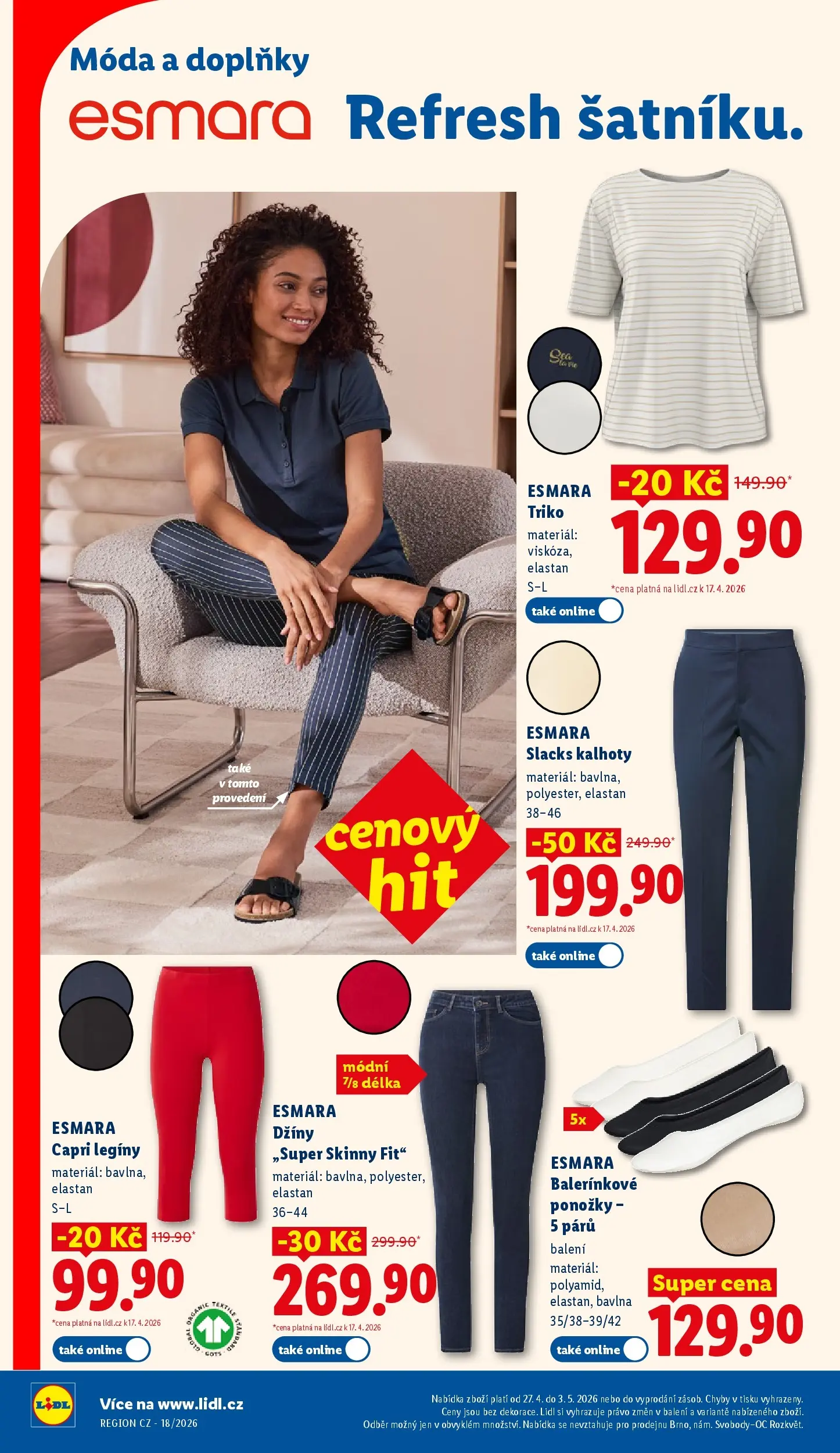 Lidl leták od 26.04.2026 - Nový akční leták | Strana: 36 | Produkty: Kalhoty, Ponožky, Legíny, Džíny