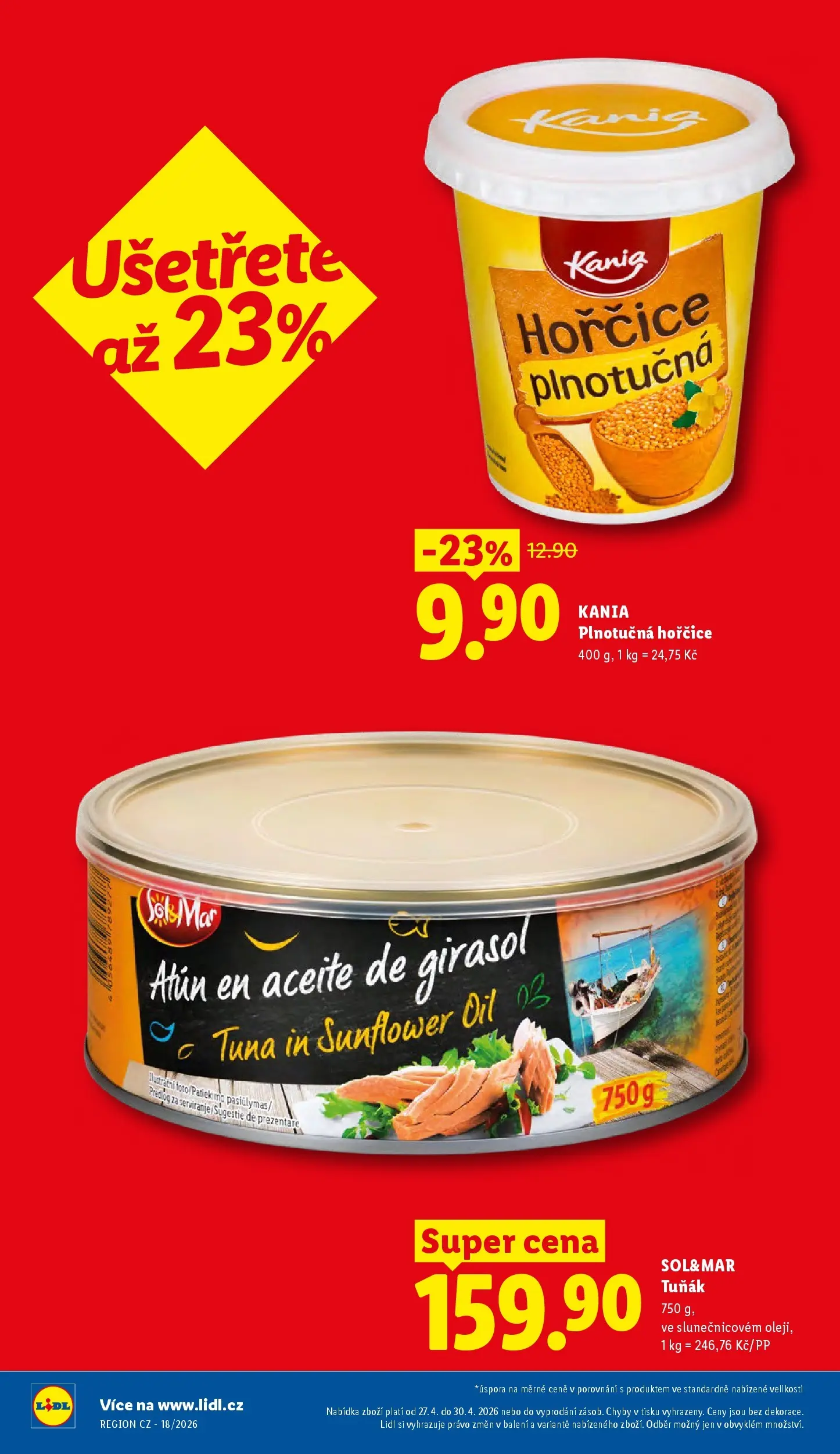 Lidl leták od 26.04.2026 - Nový akční leták | Strana: 6 | Produkty: Tuňák, Hořčice