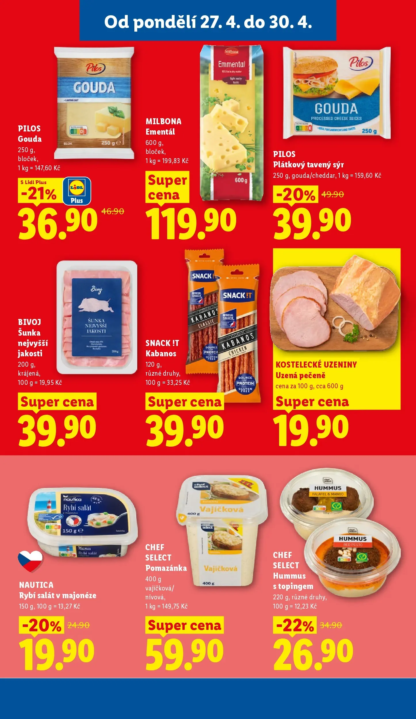 Lidl leták od 26.04.2026 - Nový akční leták | Strana: 23 | Produkty: Ementál, Šunka, Rybí salát, Protein