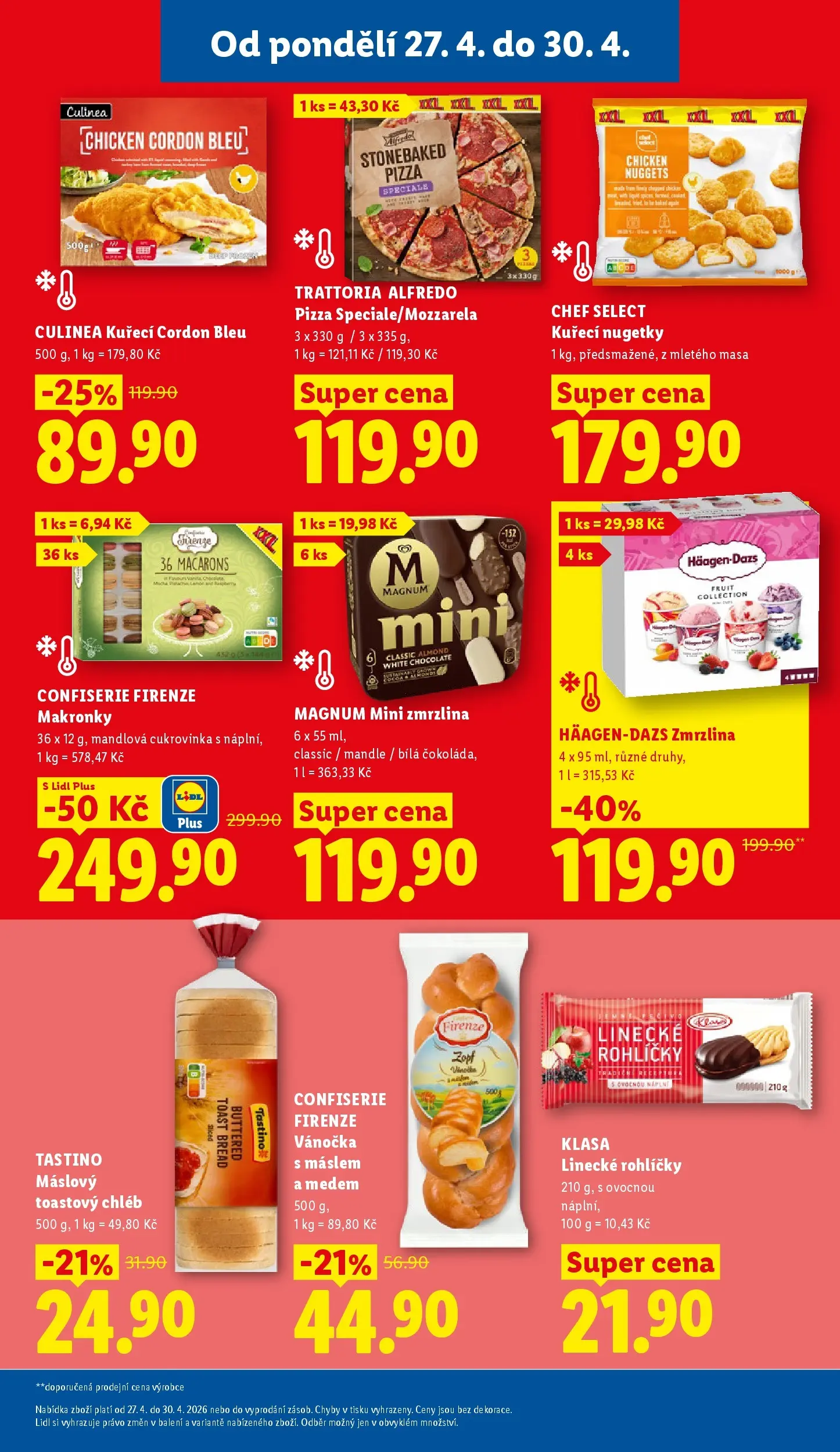 Lidl leták od 26.04.2026 - Nový akční leták | Strana: 25 | Produkty: Cordon Bleu, Makronky, Magnum, Linecké rohlíčky